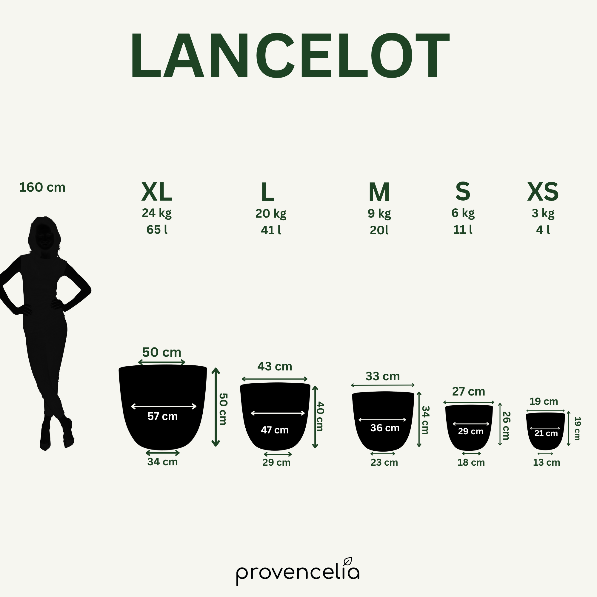 Größenvergleich Keramik-Pflanzkübel LANCELOT Tropenrot – Größen M bis XXL