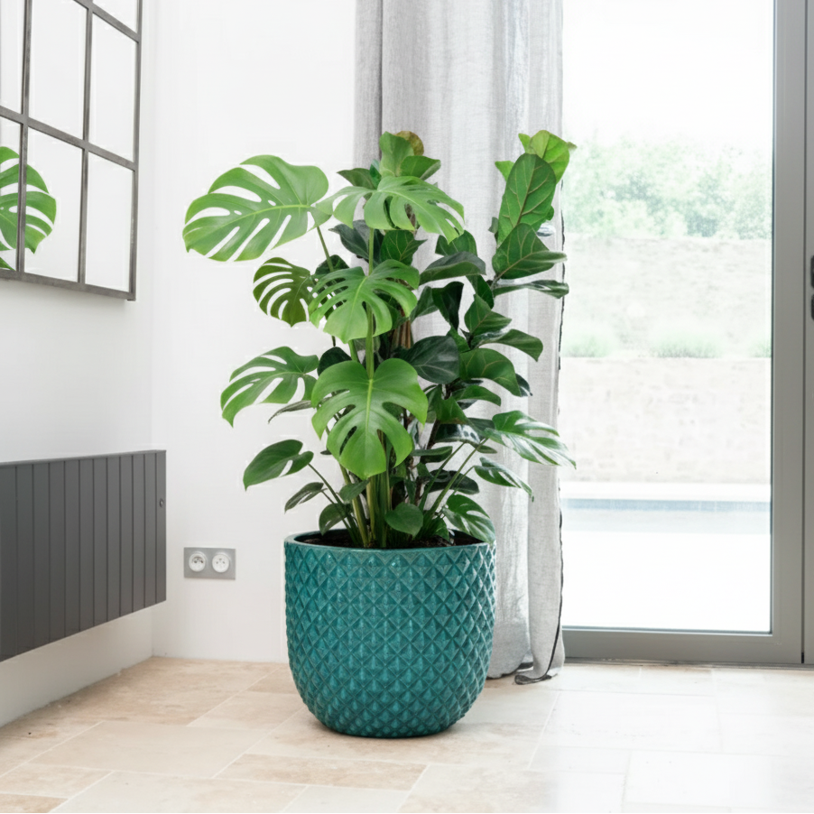 Keramik-Blumentopf MARS - Türkis