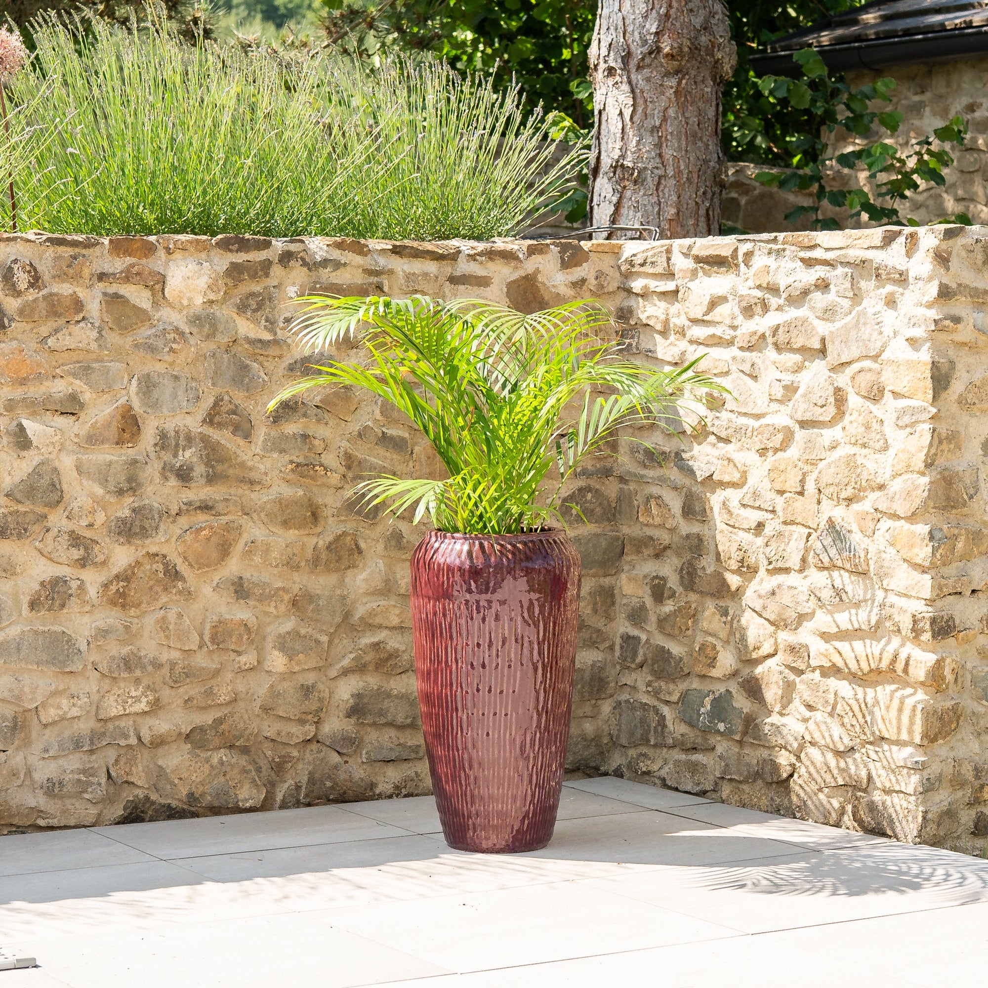 Provencelia Pflanzkübel POMPADOUR Cihlově červený – glasierte Keramik, Anduze-Stil