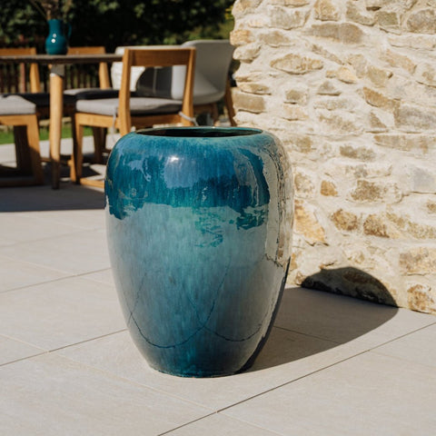 Keramik-Blumentopf GALILEE - Azurblau