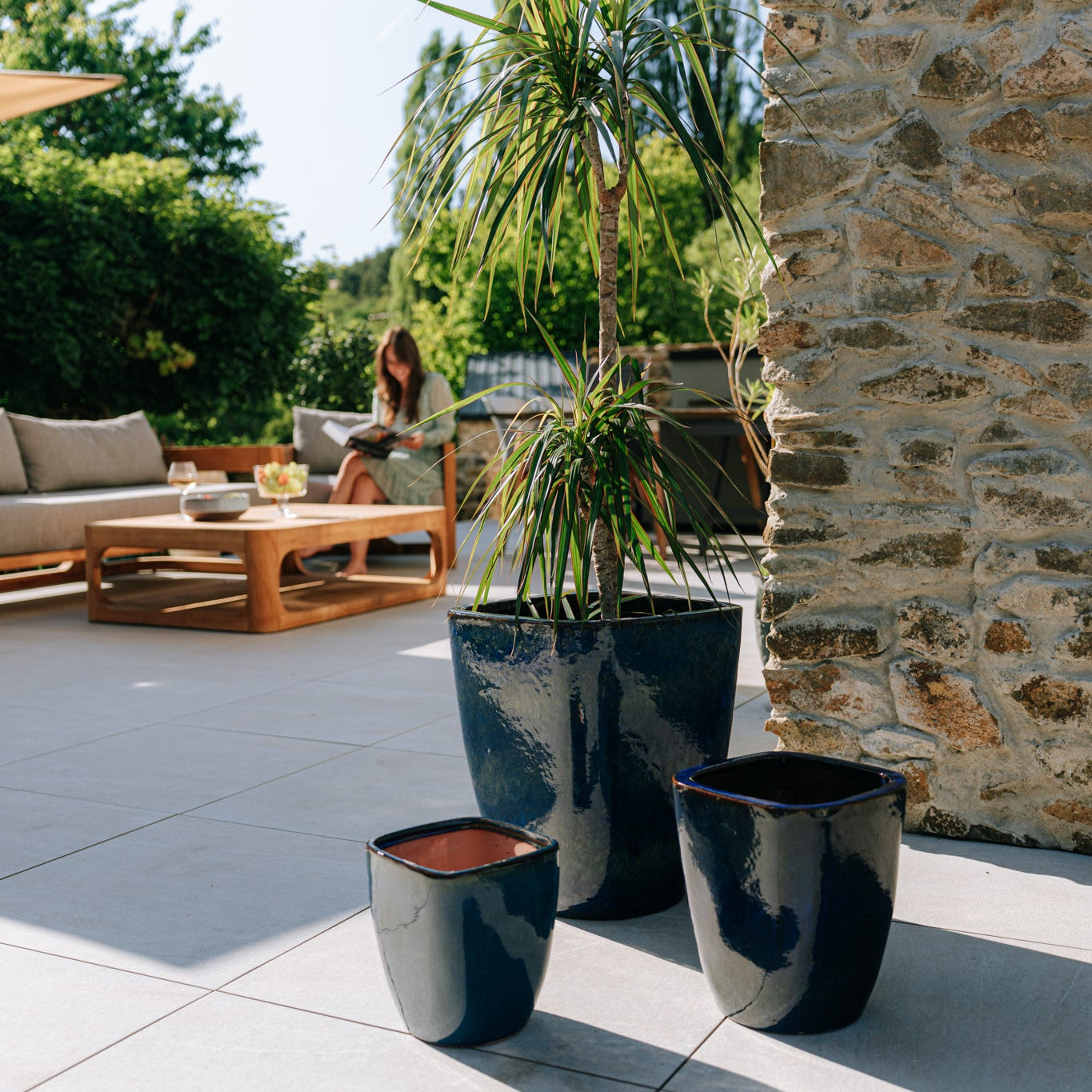 Keramik-Pflanzkübel VAUBAN - Seeblau