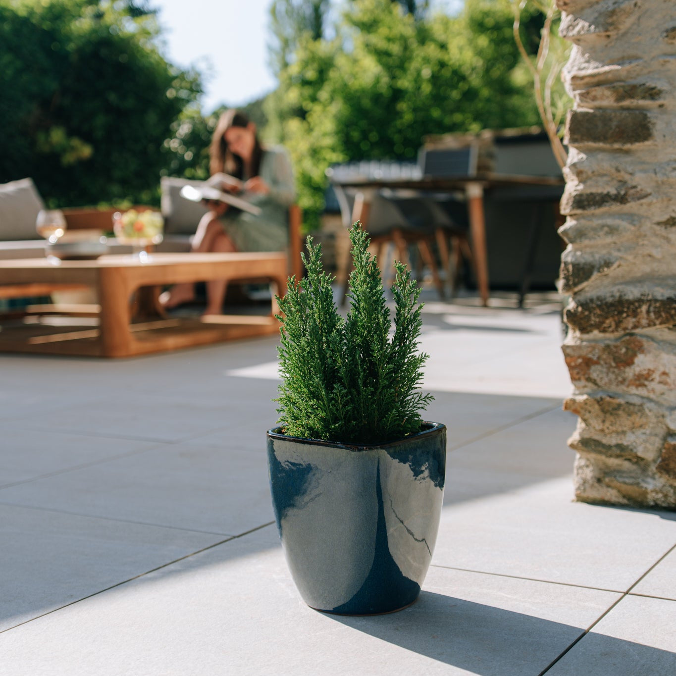 Keramik-Pflanzkübel VAUBAN - Seeblau