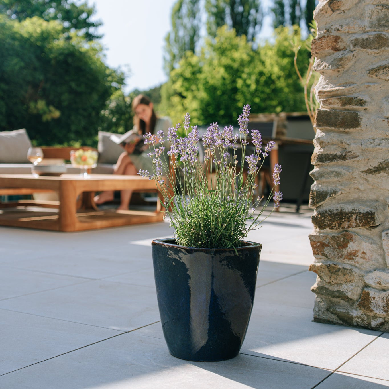 Keramik-Blumentopf VAUBAN - Seeblau