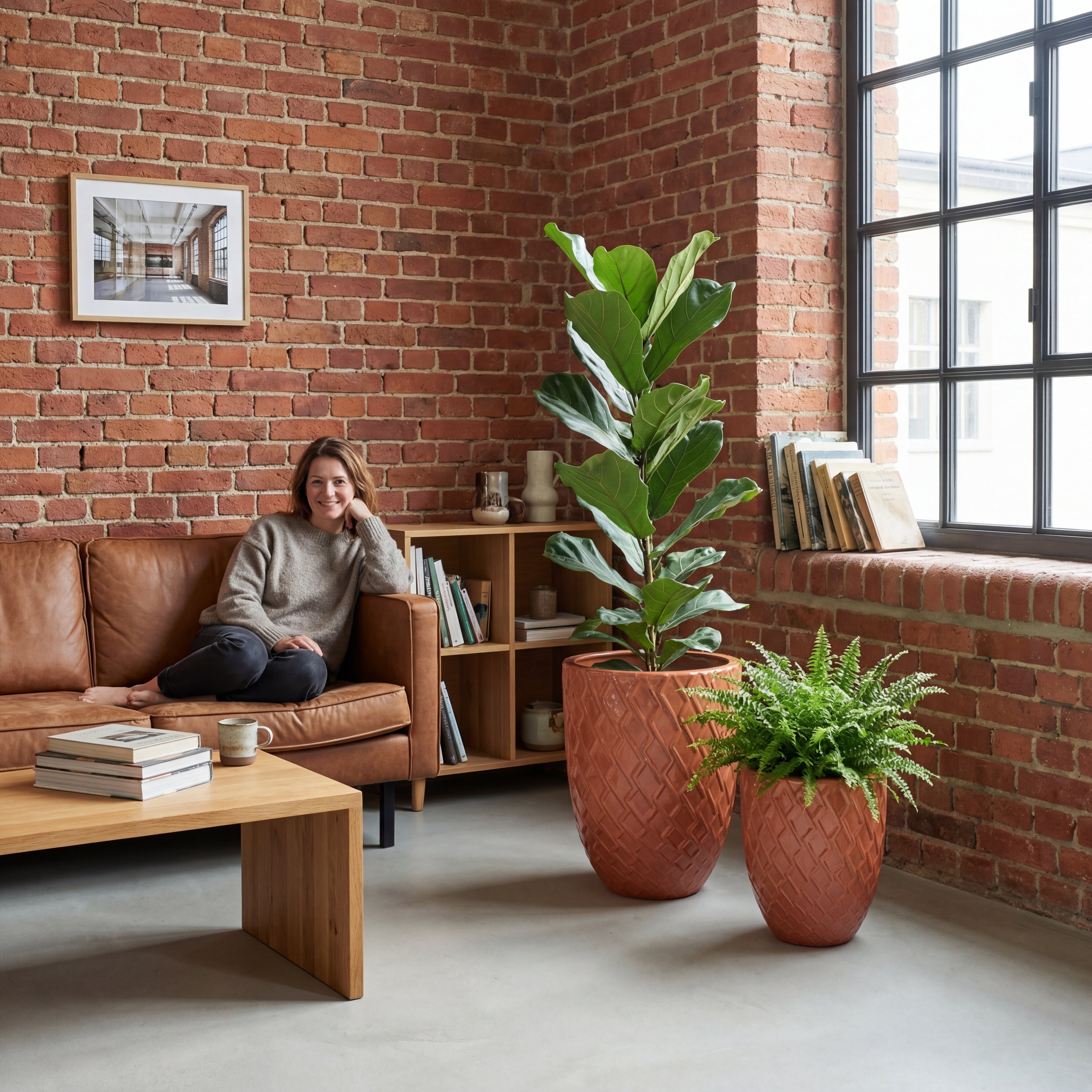 Zeus 2 Keramik-Pflanzkübel mit Muster – Altrosa