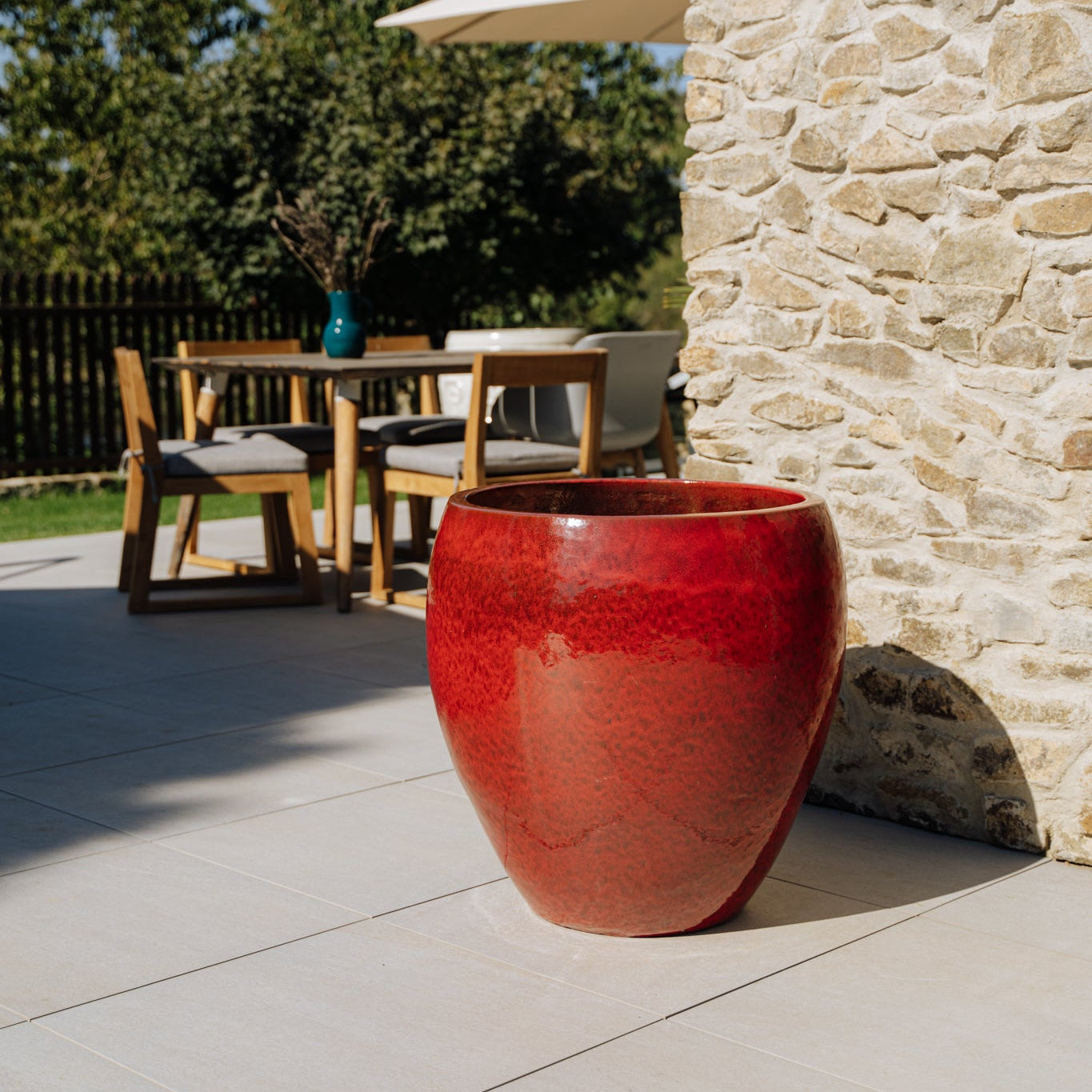 Keramik-Blumentopf LAFONTAINE – Tropenrot