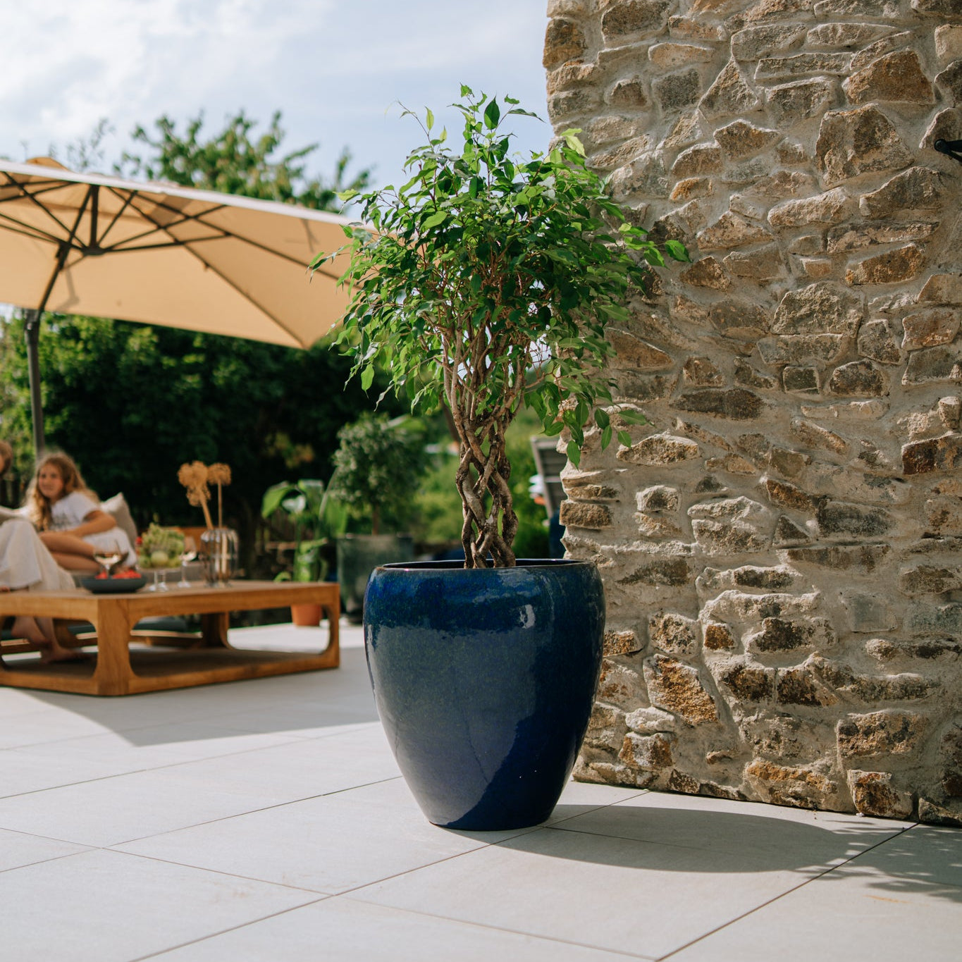 Keramický květináč LAFONTAINE - Mořsky modrá