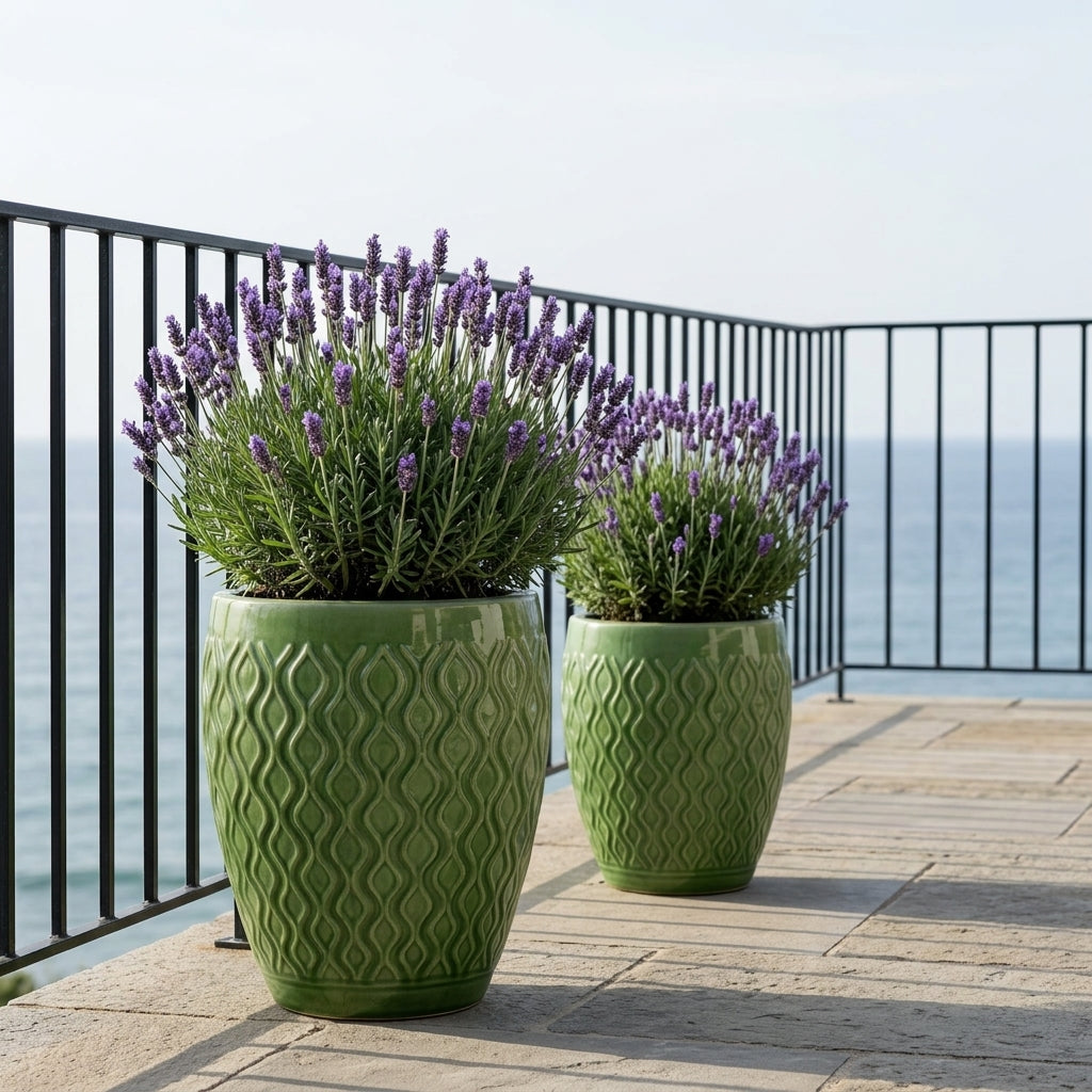 Provencelia Pflanzkübel PHENIX Grün – glasierte Keramik, Anduze-Stil