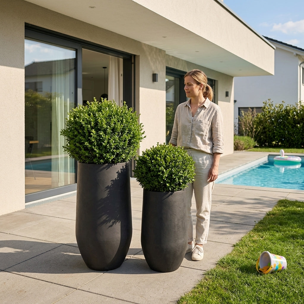 Blumentopf ZENITH Hnědý – handgefertigte Keramik, XXL bis 68 cm