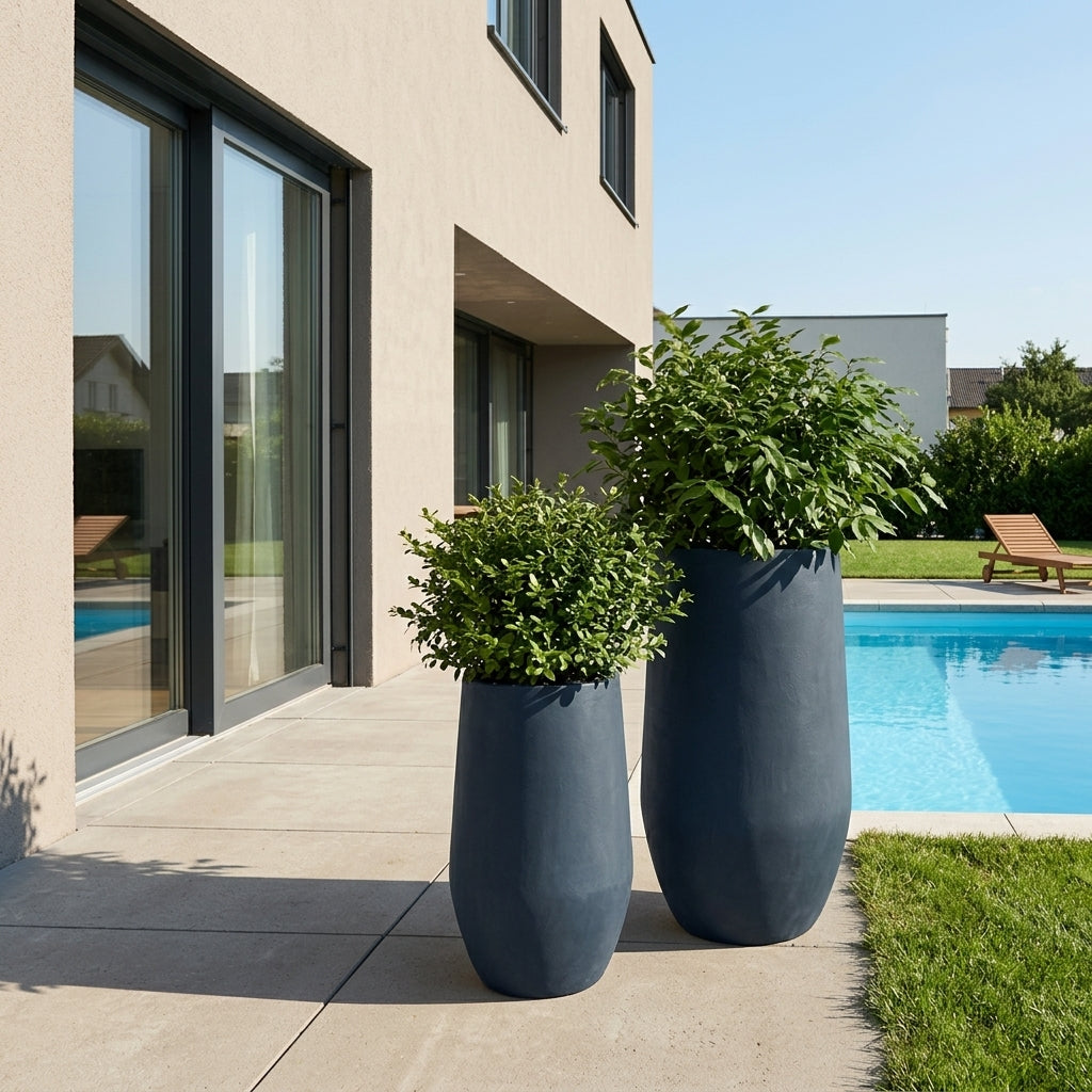 Blumentopf ZENITH Tmavě šedý – handgefertigte Keramik, XXL bis 68 cm