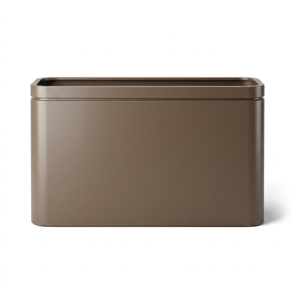 Pflanzkübel Metall Taupe draußen – INFINITY SQUARE wetterfest