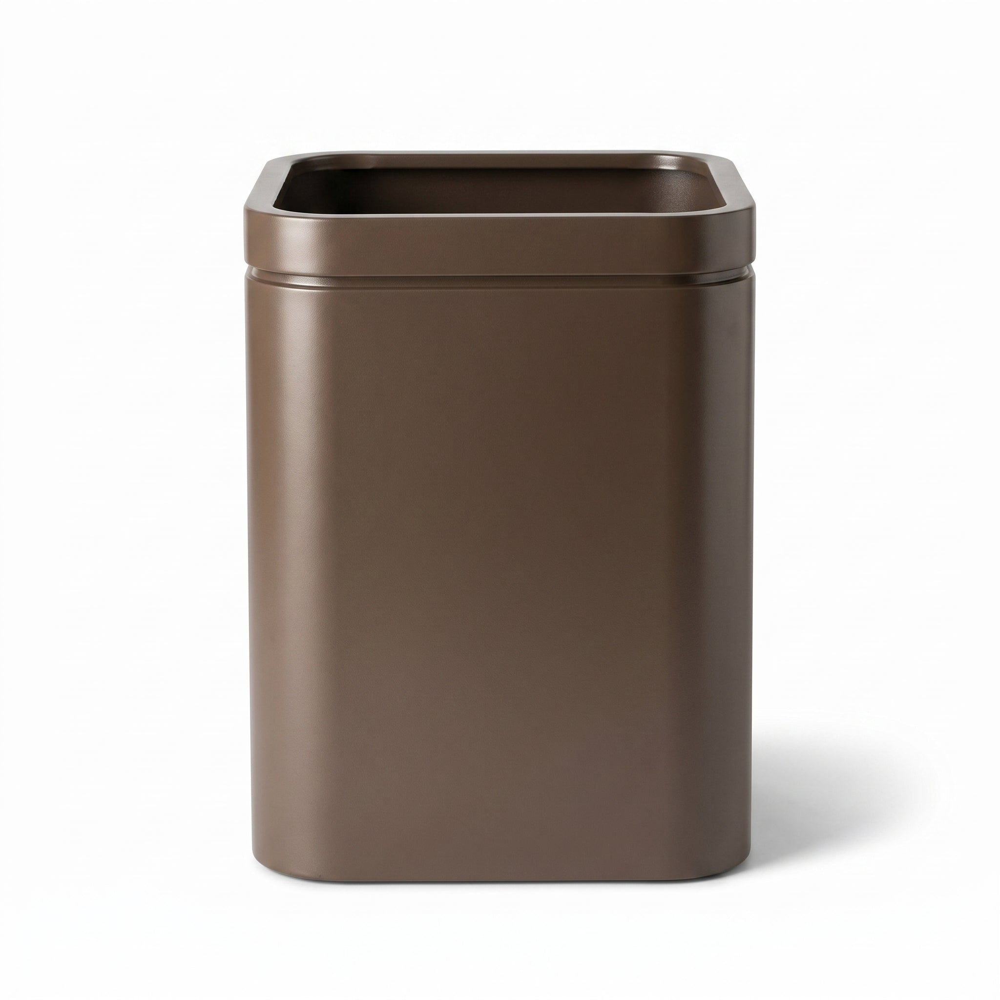 Velký šedohnědý květináč z nerezové oceli INFINITY SQUARE XL (45 x 45 x 60 cm) na bílém pozadí.