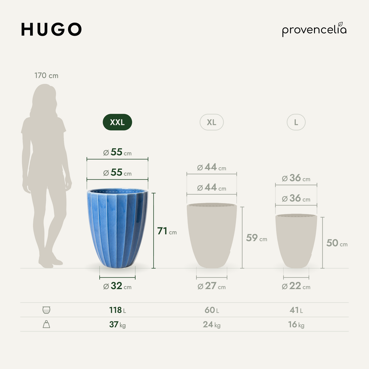 HUGO XXL – Maße