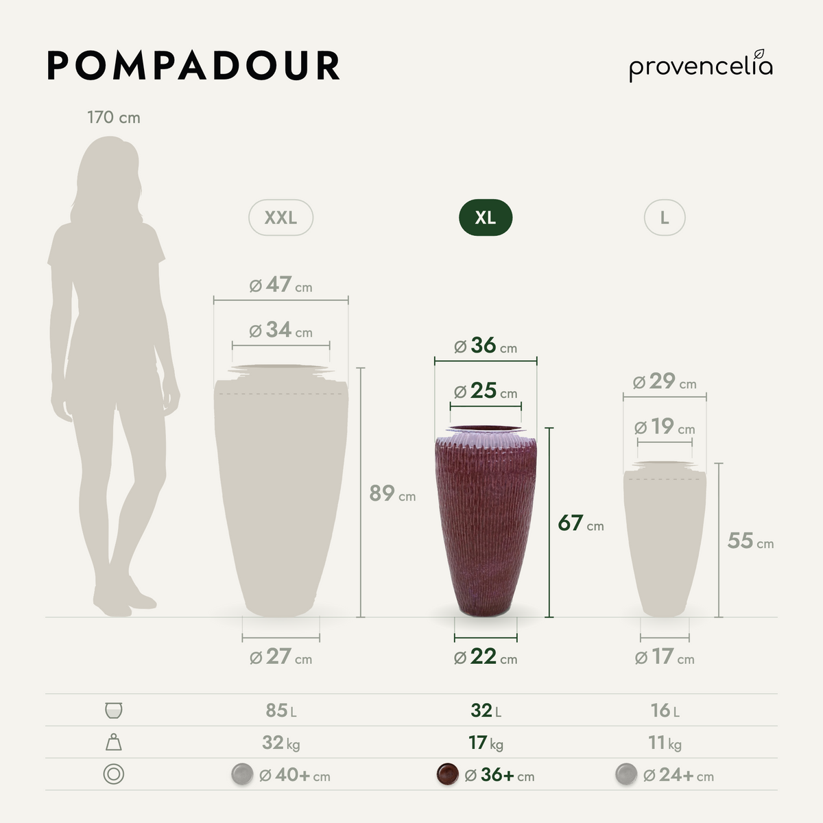 POMPADOUR XL – Maße