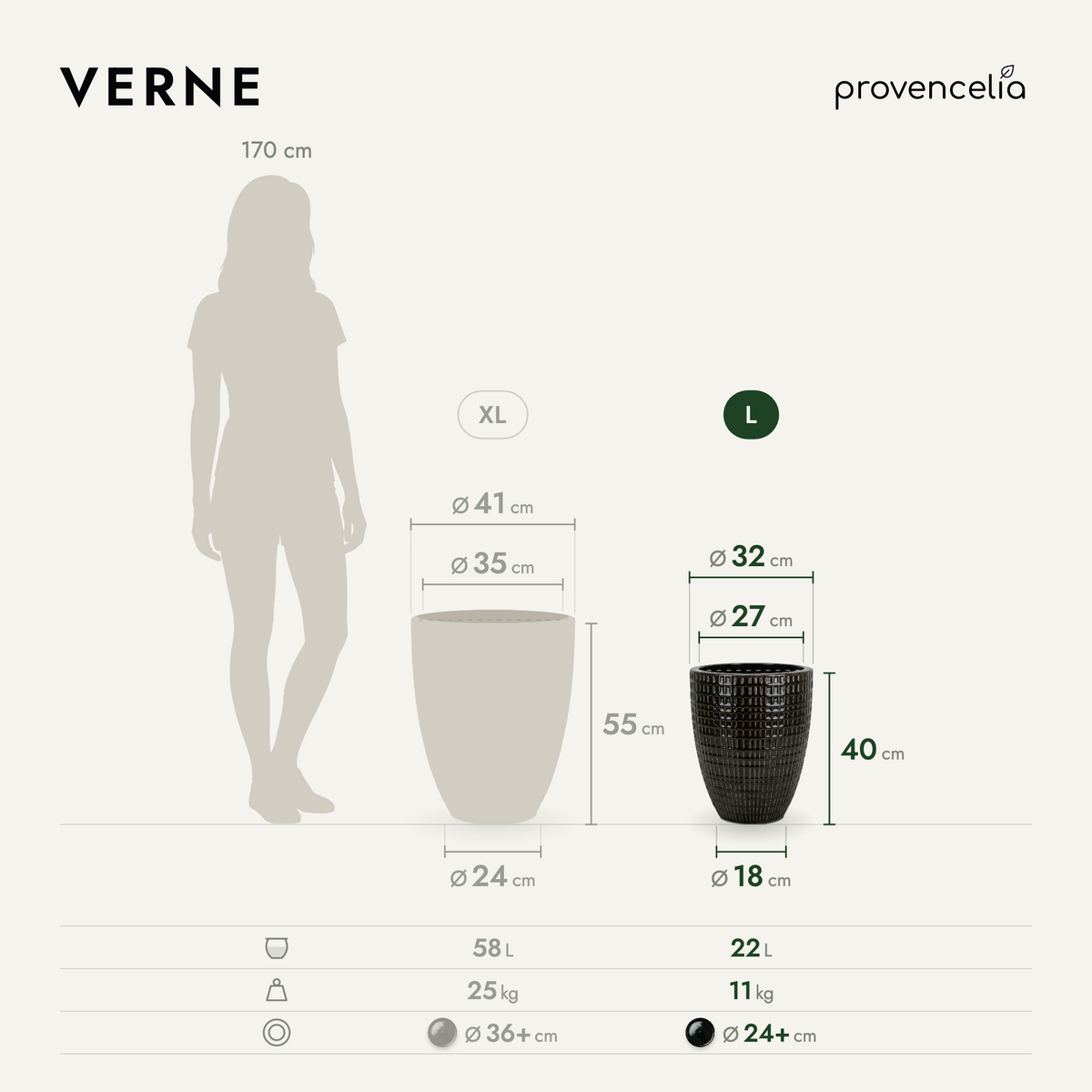 VERNE L – Maße