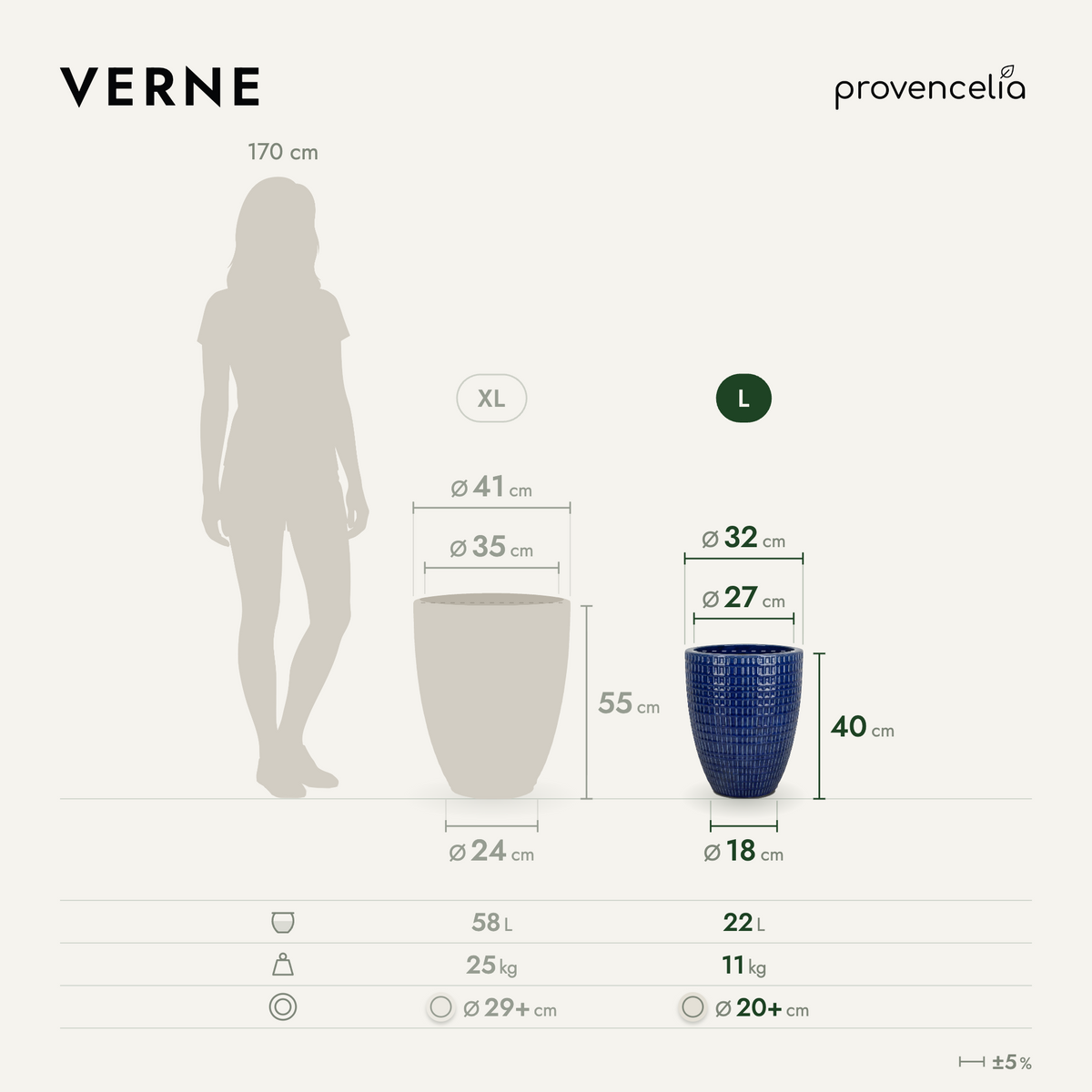 VERNE L – Maße