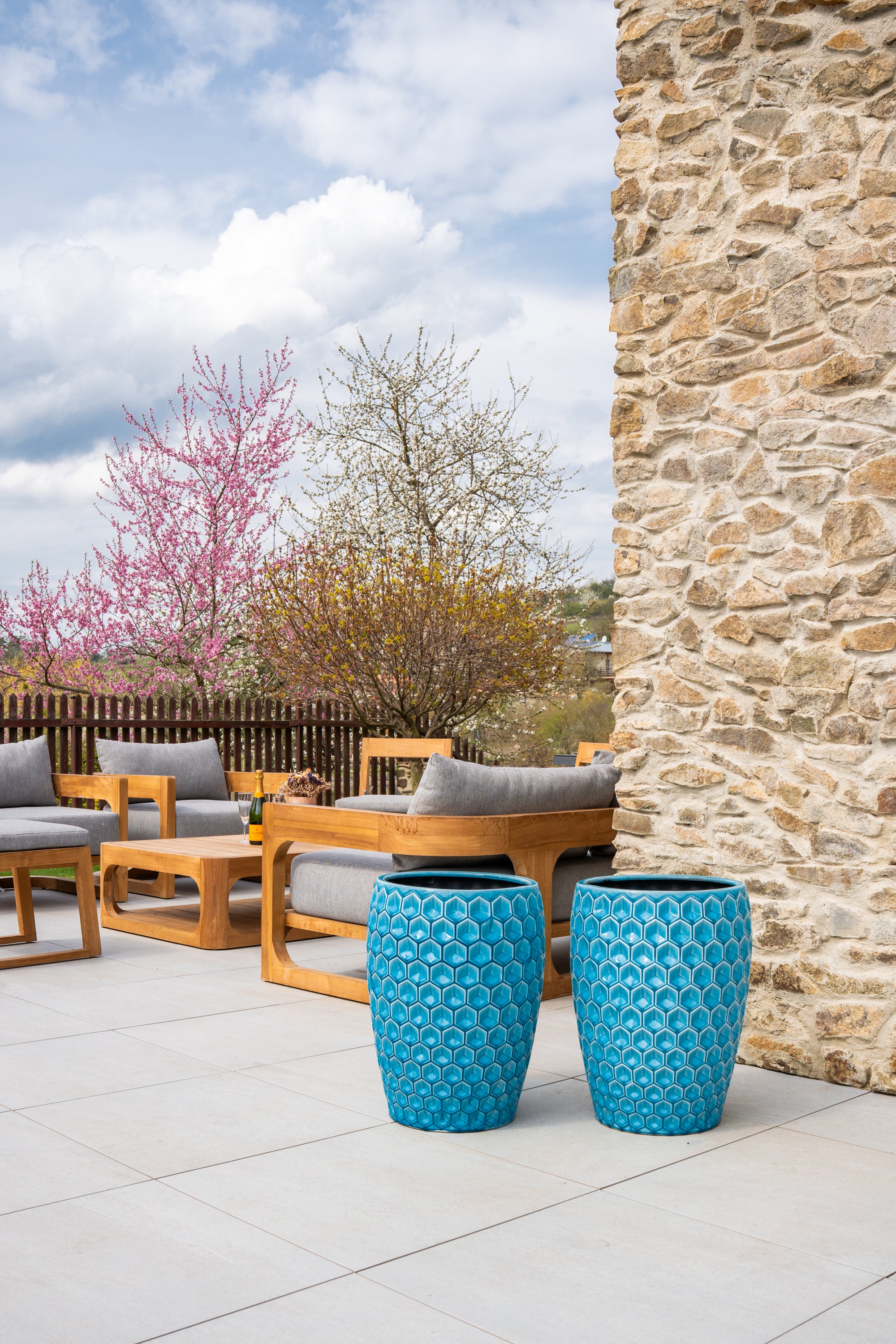 Keramischer Blumentopf Versaille – Hellblau