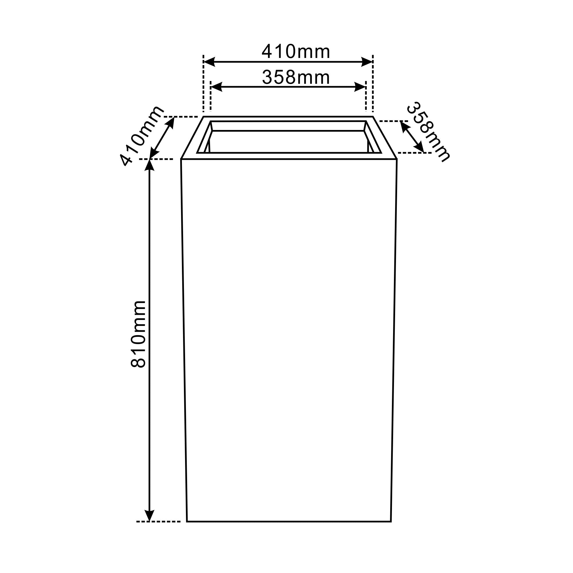 Pflanzkübel Beton Dunkelgrau 41×41×81 cm – Kubix, frostfest & robust