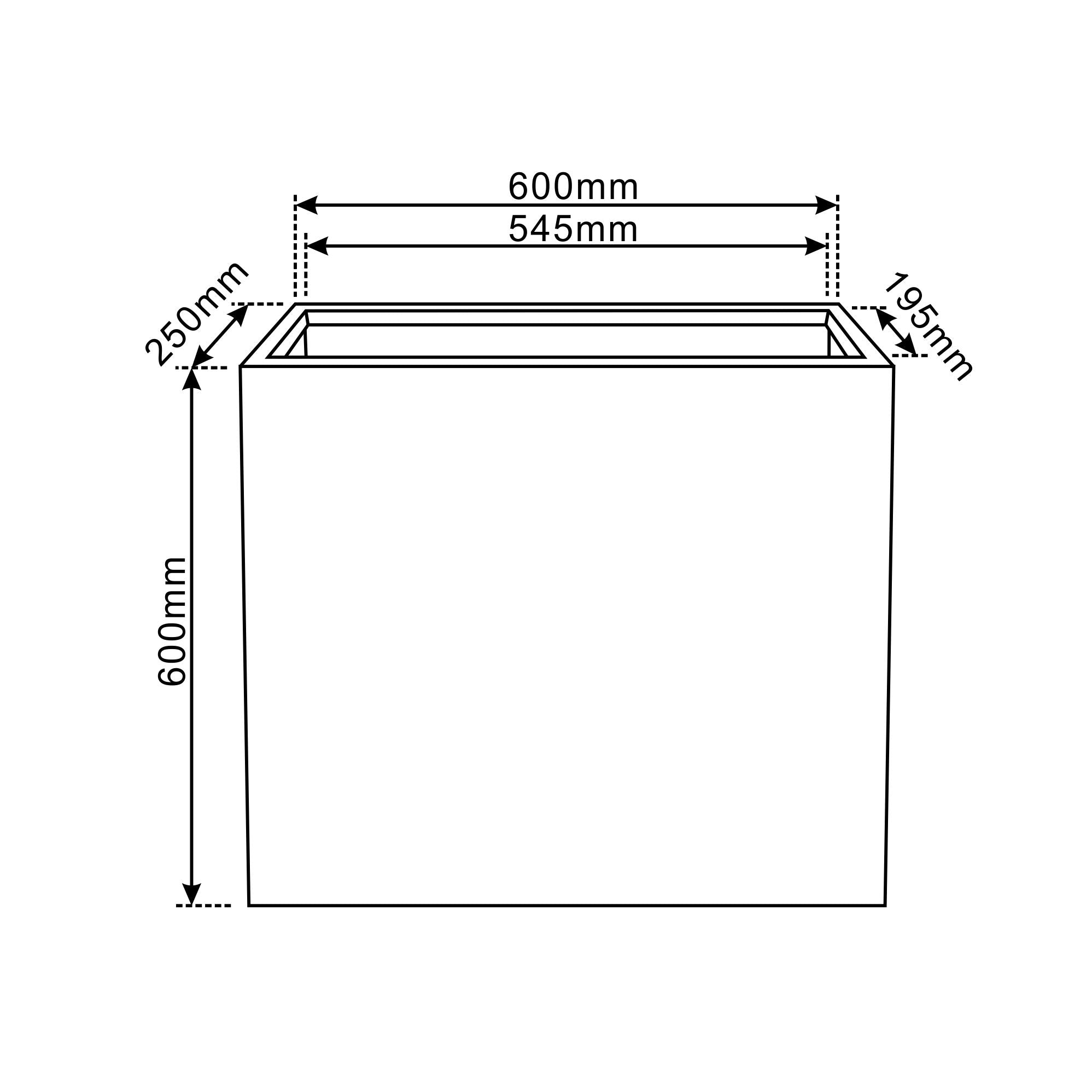 Pflanzkübel Beton Dunkelgrau 60×25×60 cm – Horizon, frostfest & robust