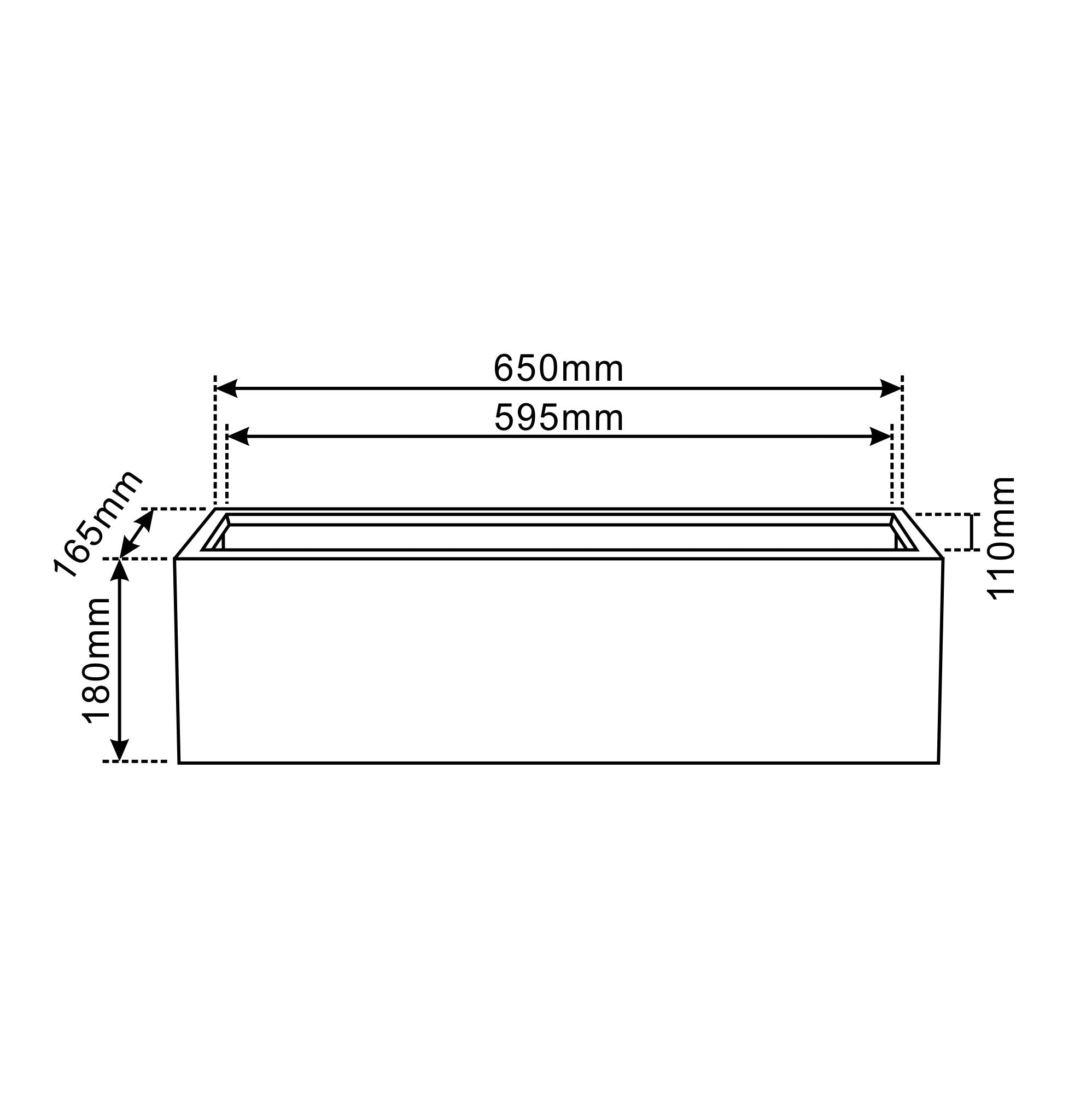 Pflanzkübel Beton Dunkelgrau 65×16×18 cm – Horizon, frostfest & robust