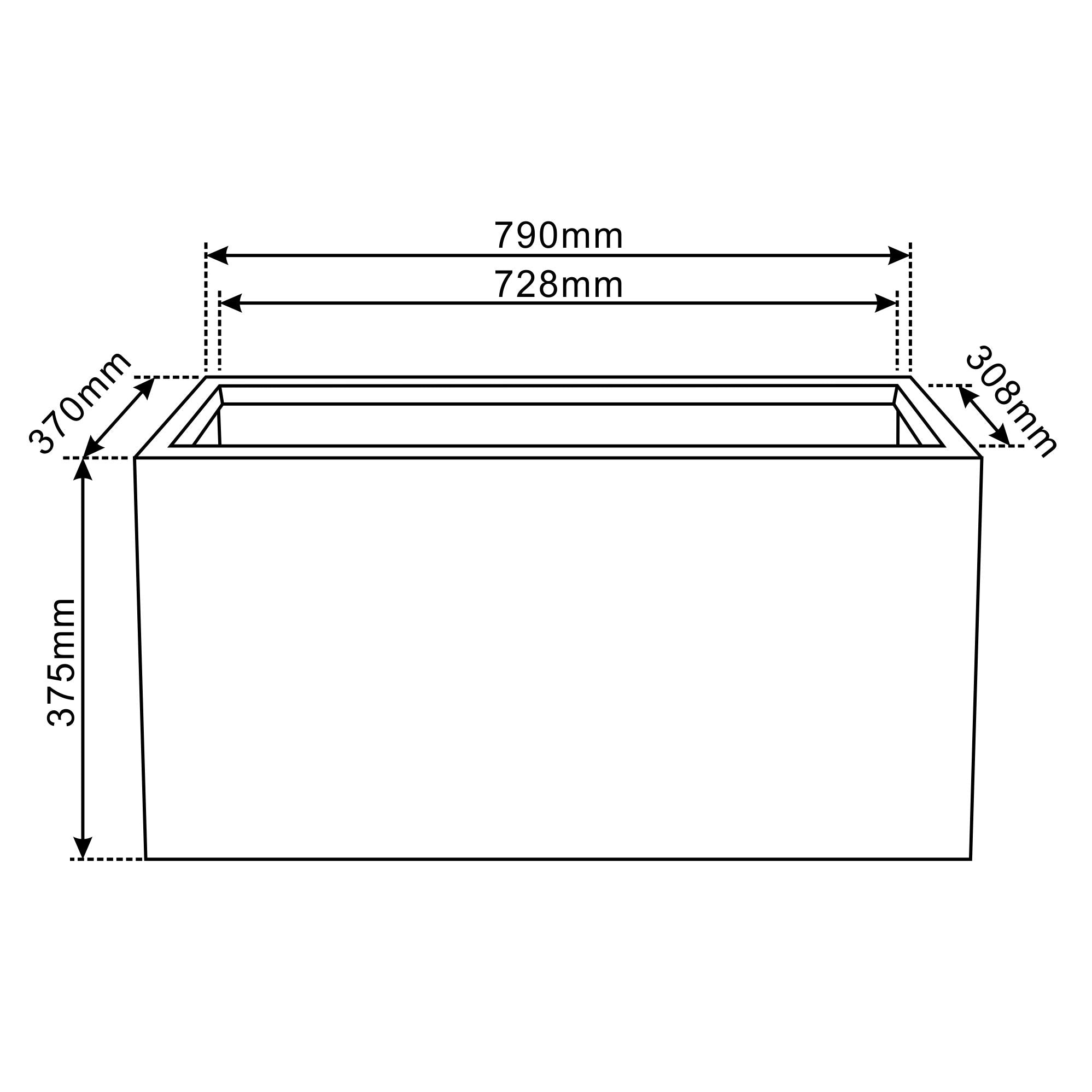Pflanzkübel Beton Dunkelgrün 79×37×37 cm – Horizon, frostfest & robust
