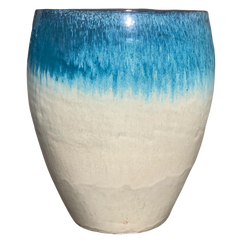 Keramik-Pflanzkübel POSEIDON - Weiß/Blau