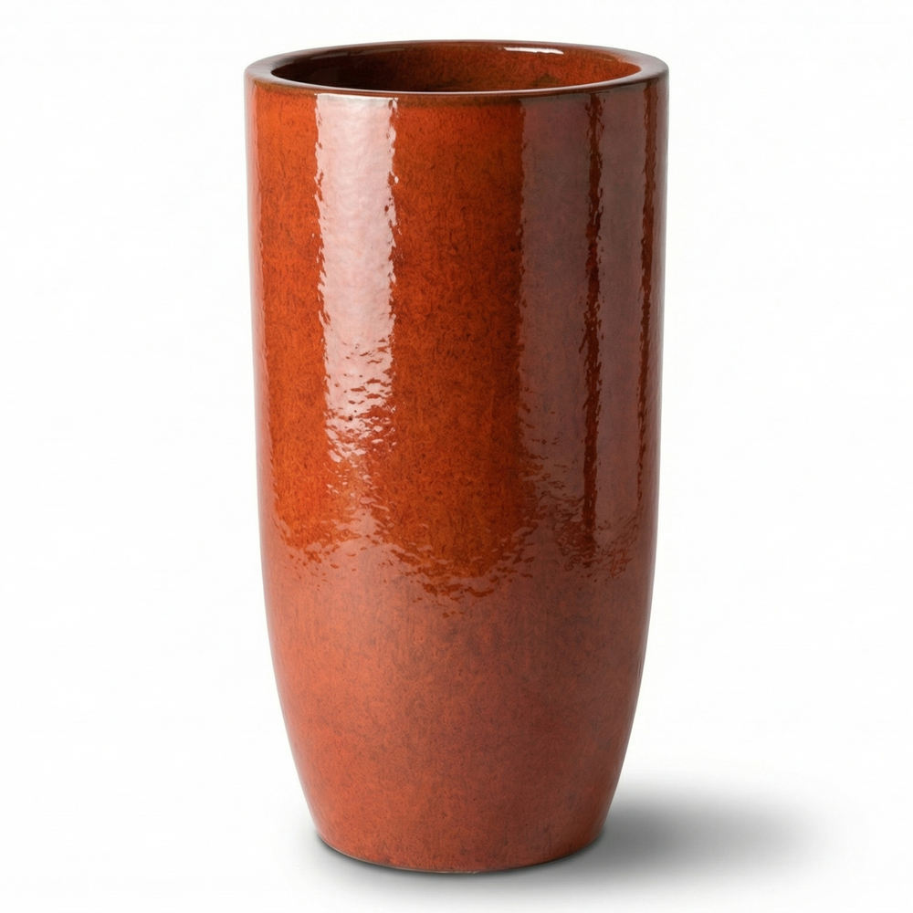 Keramik-Pflanzkübel ATHENA - Herbstorange - XL (31 x 70 cm)