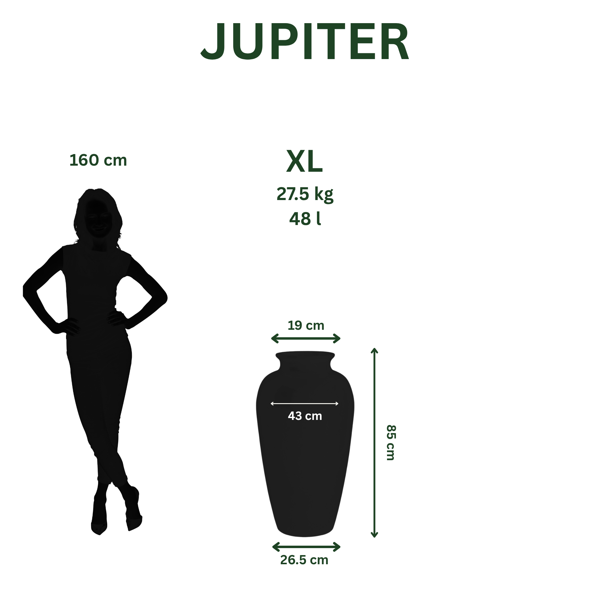 Keramik-Pflanzkübel Jupiter - Jade-Perle - XL (40x83cm)