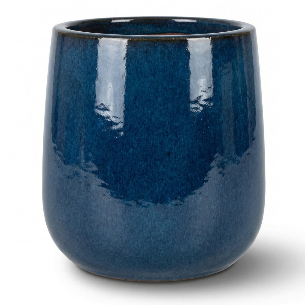 Keramik-Pflanzkübel DIANE - Azurblau - M (23 x 23 cm)