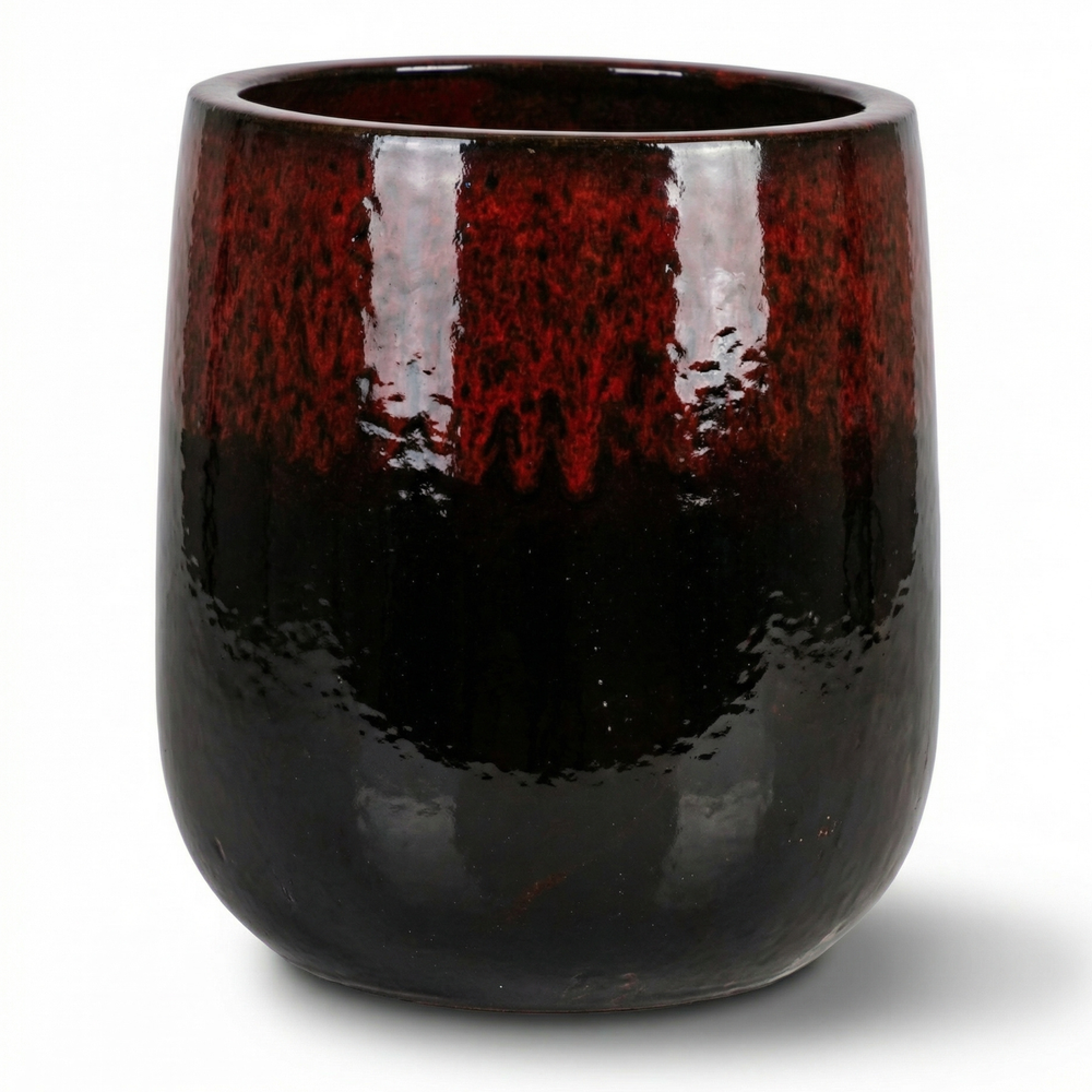 Keramik-Pflanzkübel DIANE - Rot Schwarz - L (30 x 35 cm)
