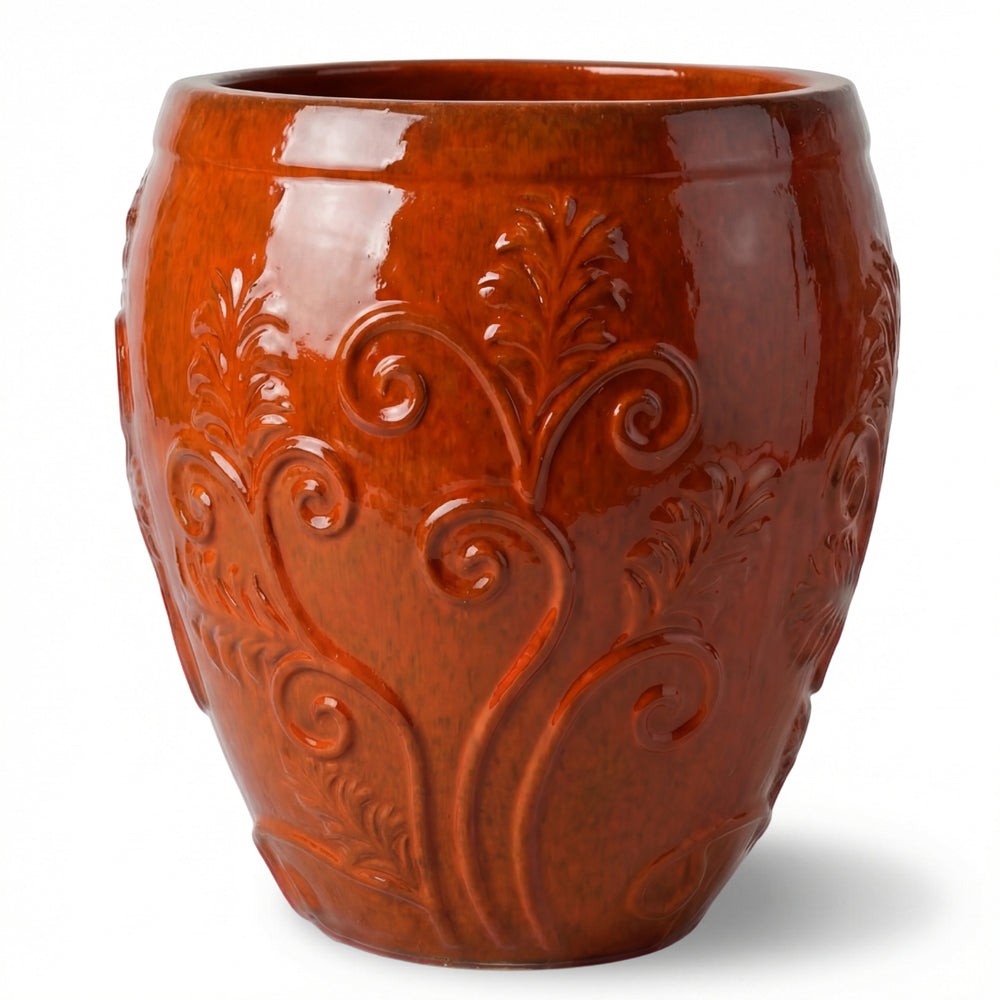Keramik-Pflanzkübel Gaia - Tropisches Orange - XXL (80 cm x 85 cm)