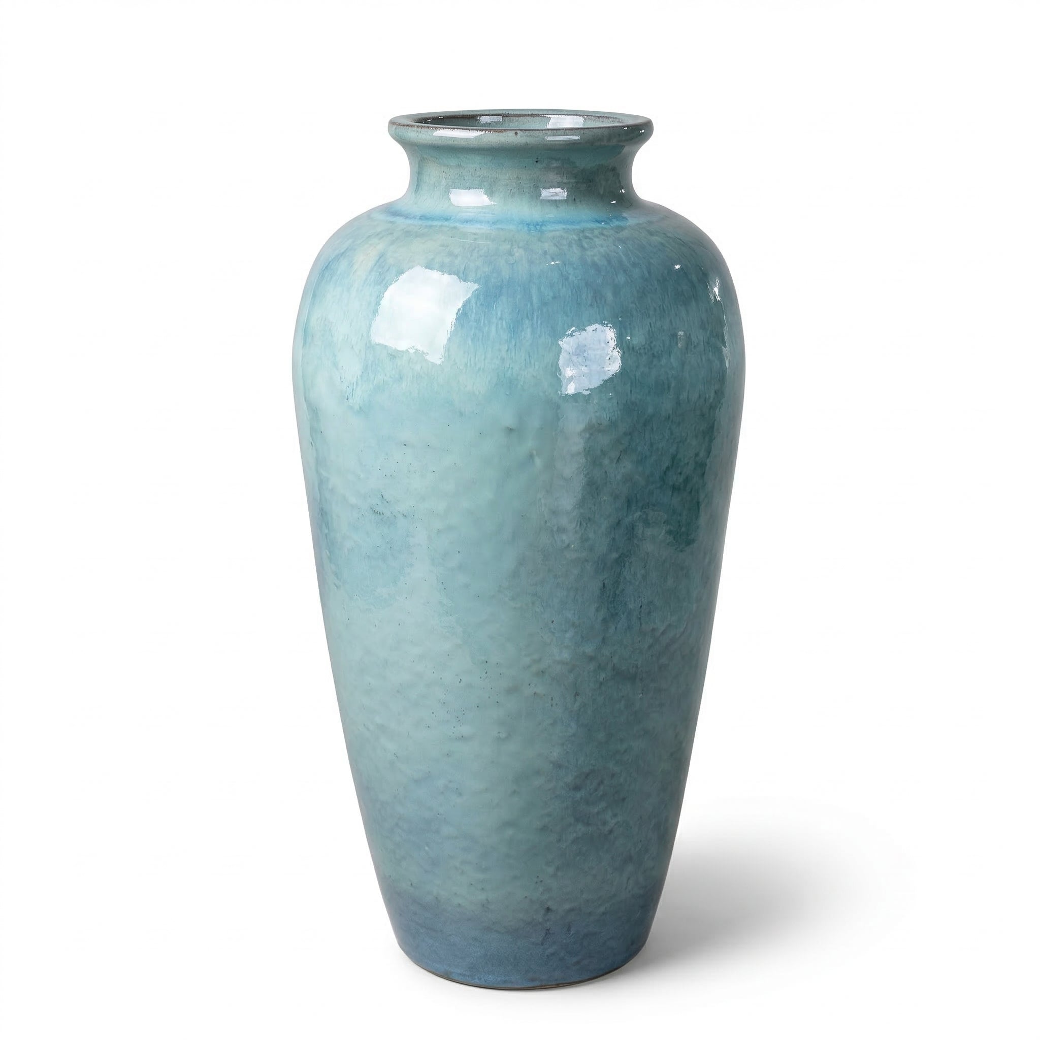 Keramischer Blumentopf JUPITER Ozeanblau – Provencelia, handgefertigt, frostbeständig