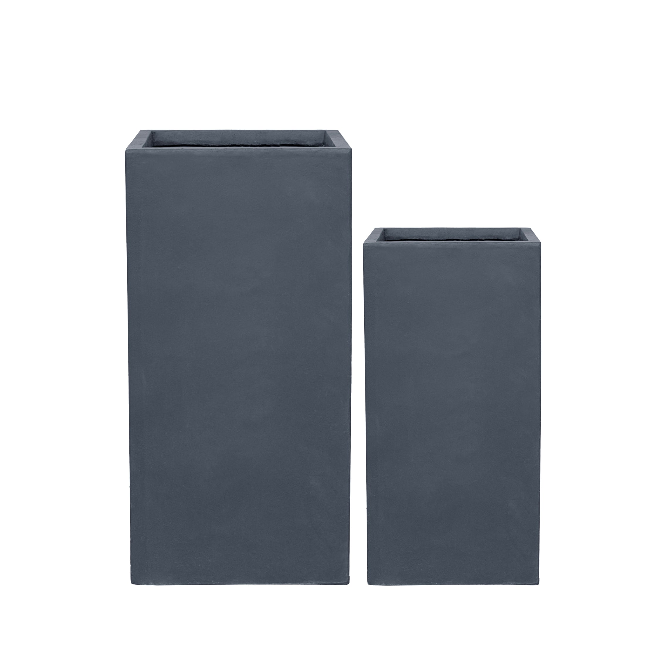 Pflanzkübel Beton Dunkelgrau 41×41×81 cm – Kubix, frostfest & robust