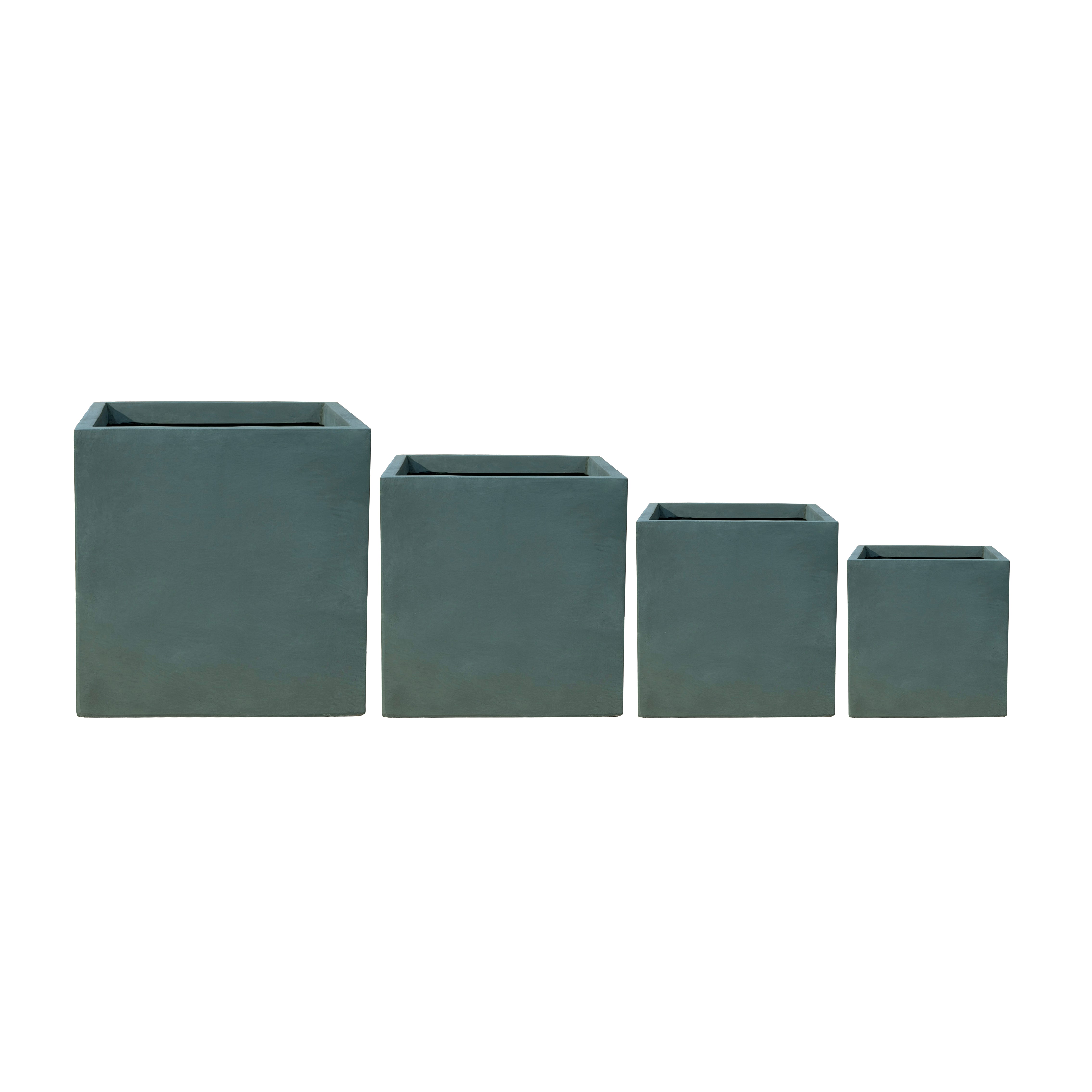 Pflanzkübel Beton Dunkelgrün 75×75×75 cm – Kubix, frostfest & robust