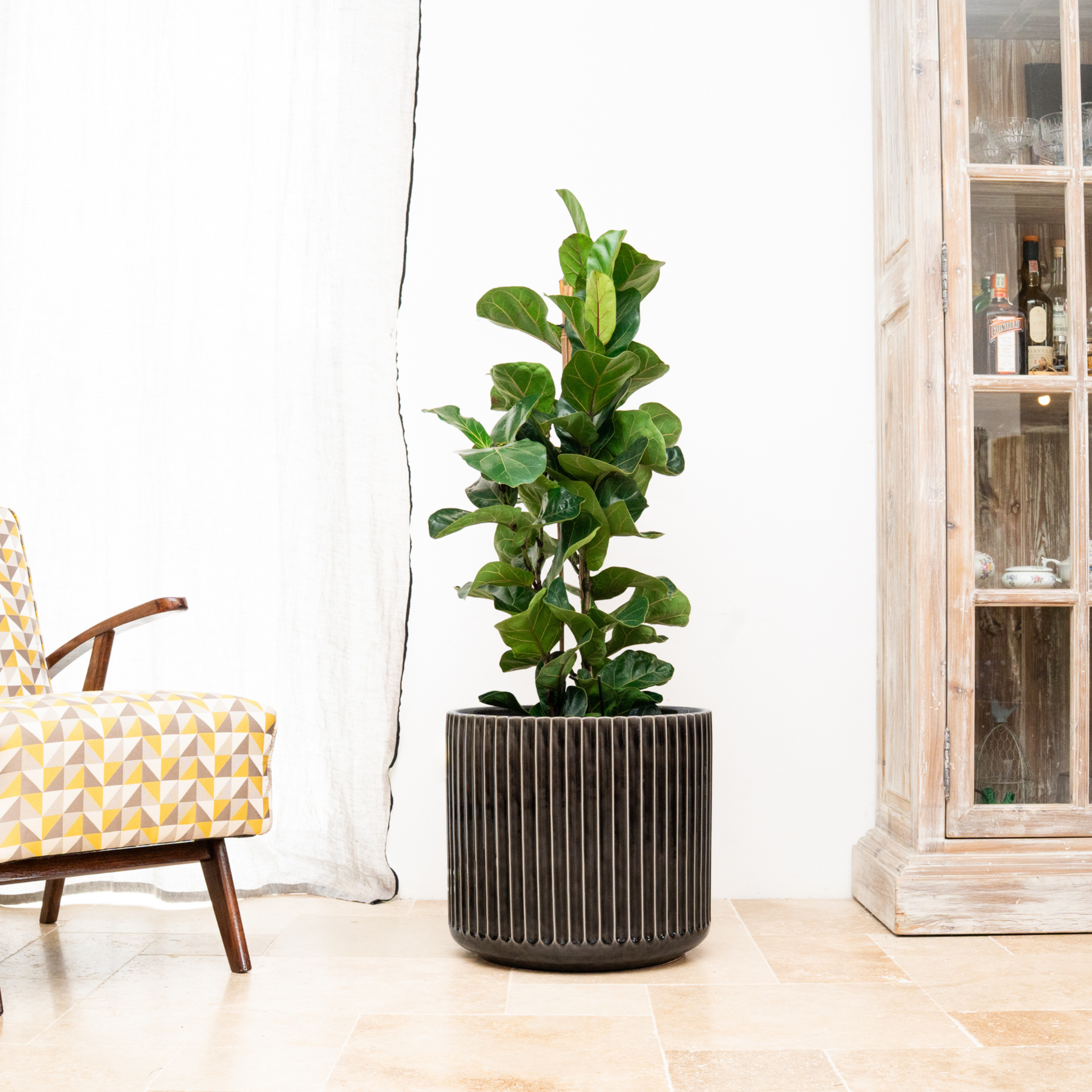 Keramik-Blumentopf LONDON - Grau/Schwarz