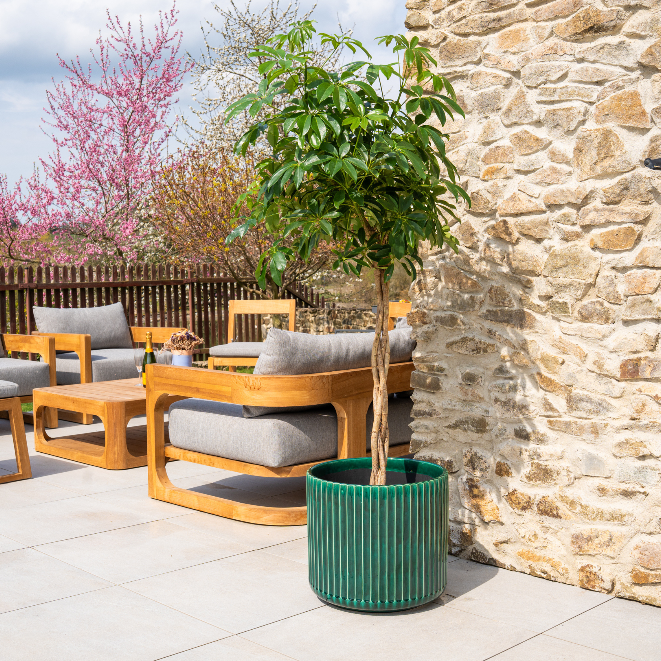 Keramik-Blumentopf LONDON - Dunkelgrün