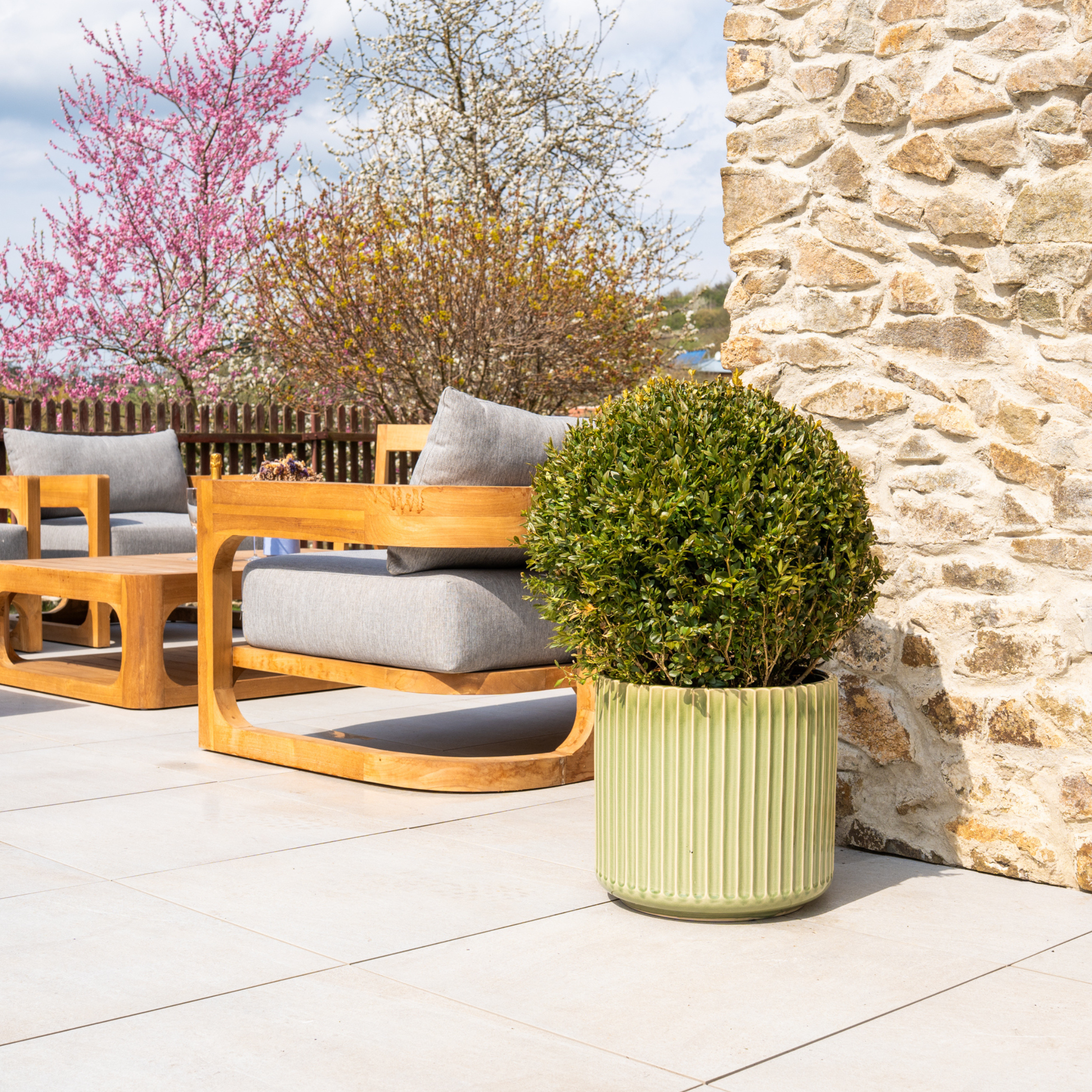 Keramik-Blumentopf LONDON – Hellgrün