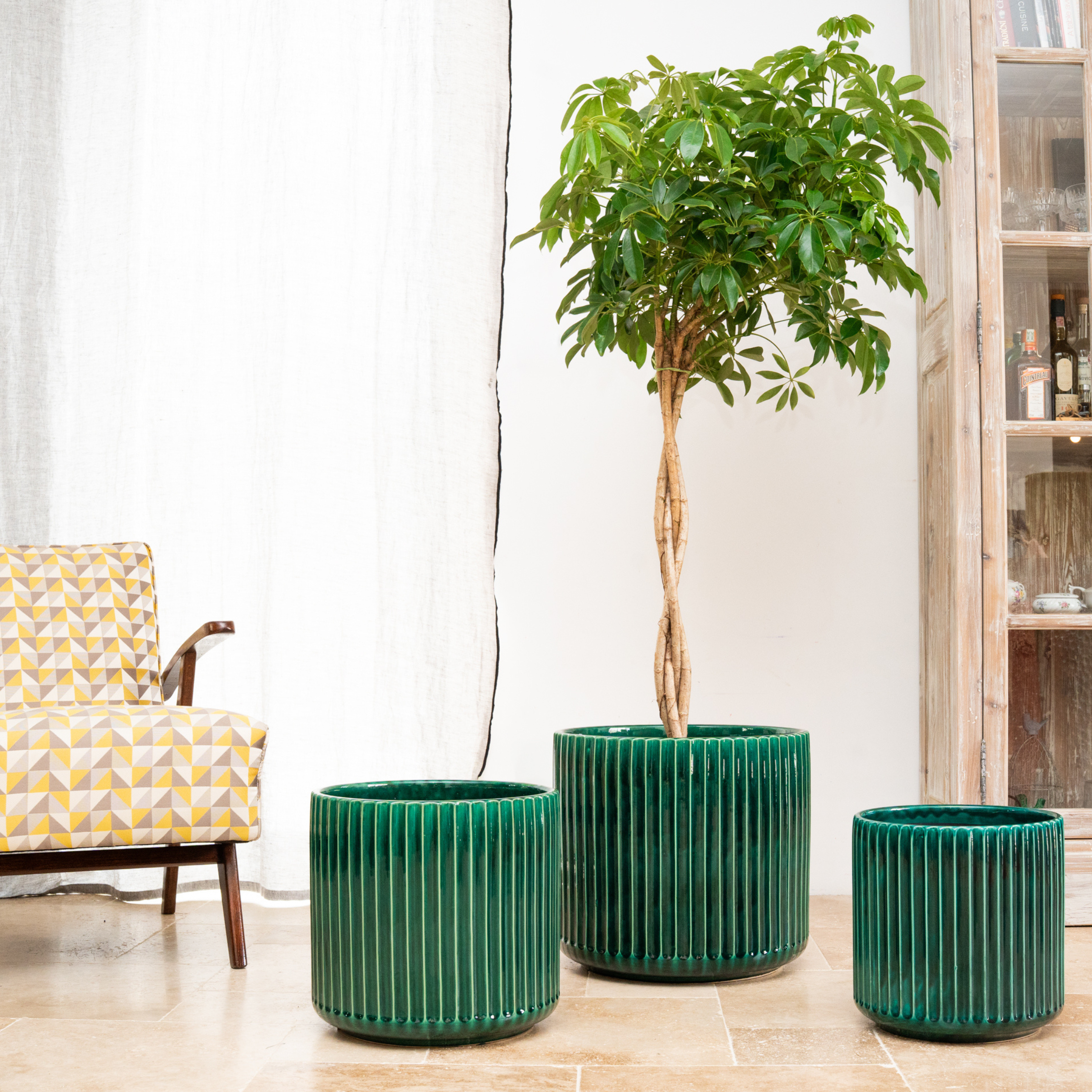 Keramik-Blumentopf LONDON - Dunkelgrün