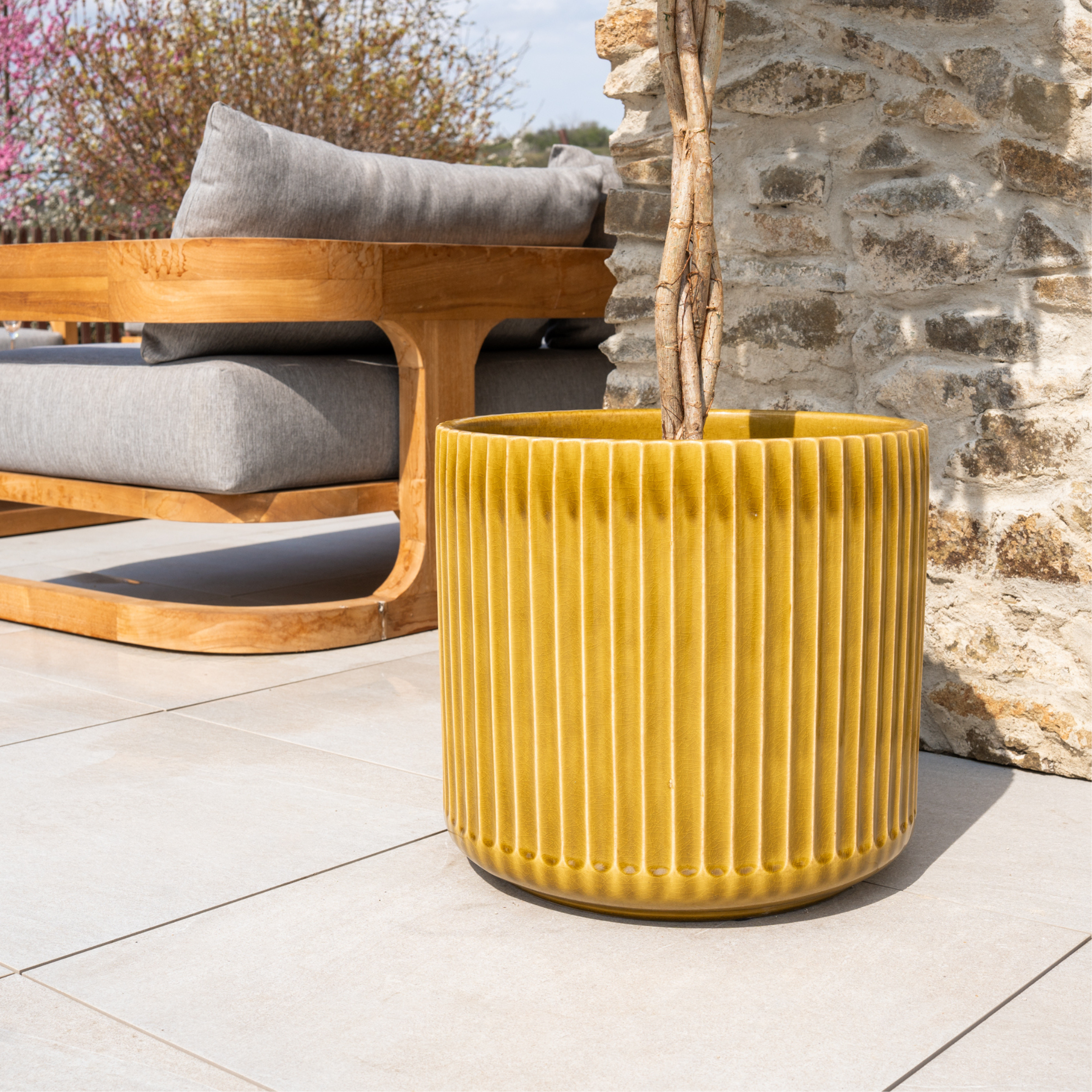 Keramik-Blumentopf LONDON – Gelb