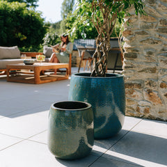 Keramik-Pflanzkübel SOCRATE - Stahlblau