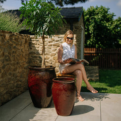 Keramik-Blumentopf POSEIDON - Ziegelrot