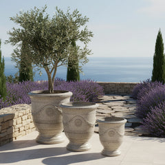 Keramik Pflanzkübel RICHELIEU - Tiger-gestreift weiß