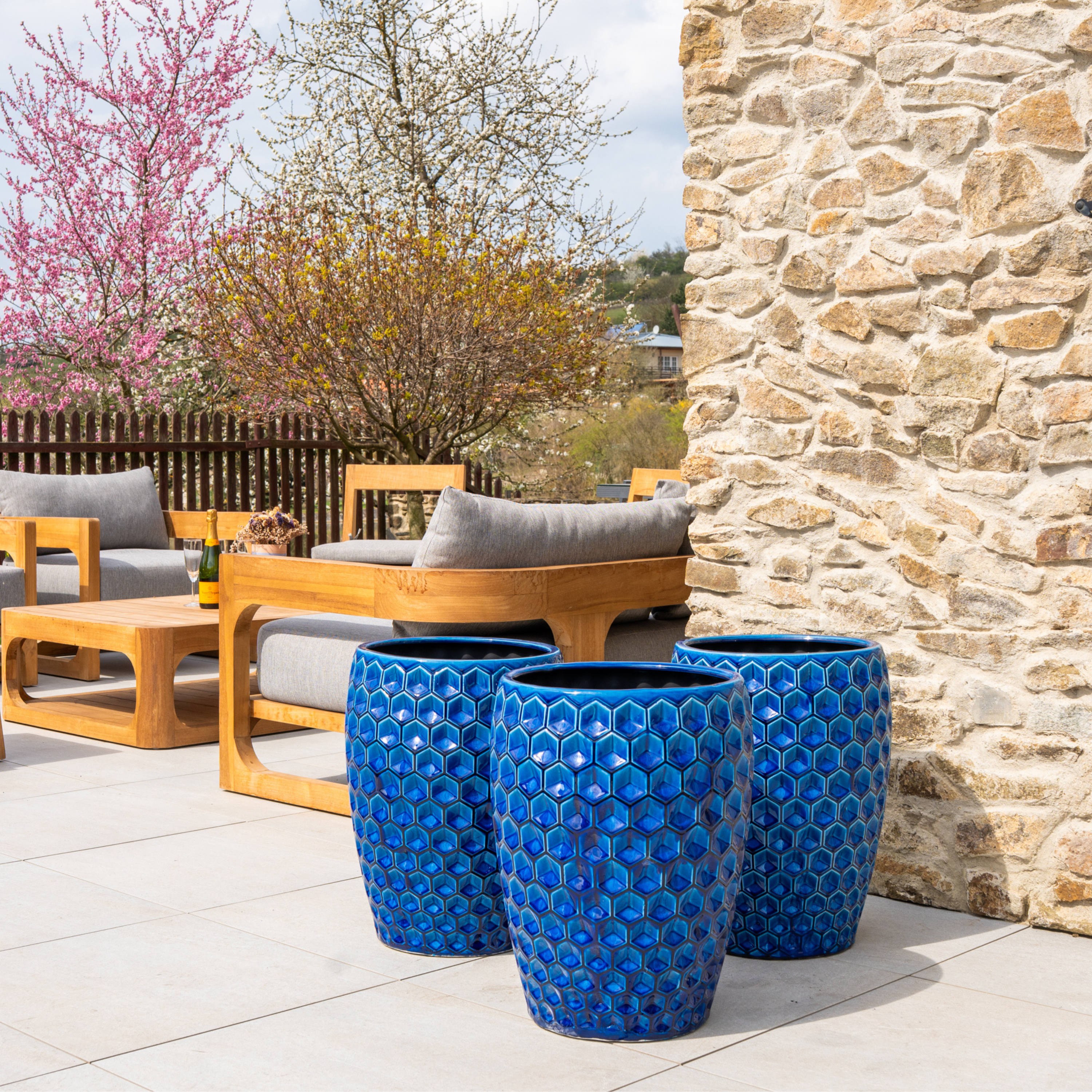 Keramik-Blumentopf VERSAILLE - Blau