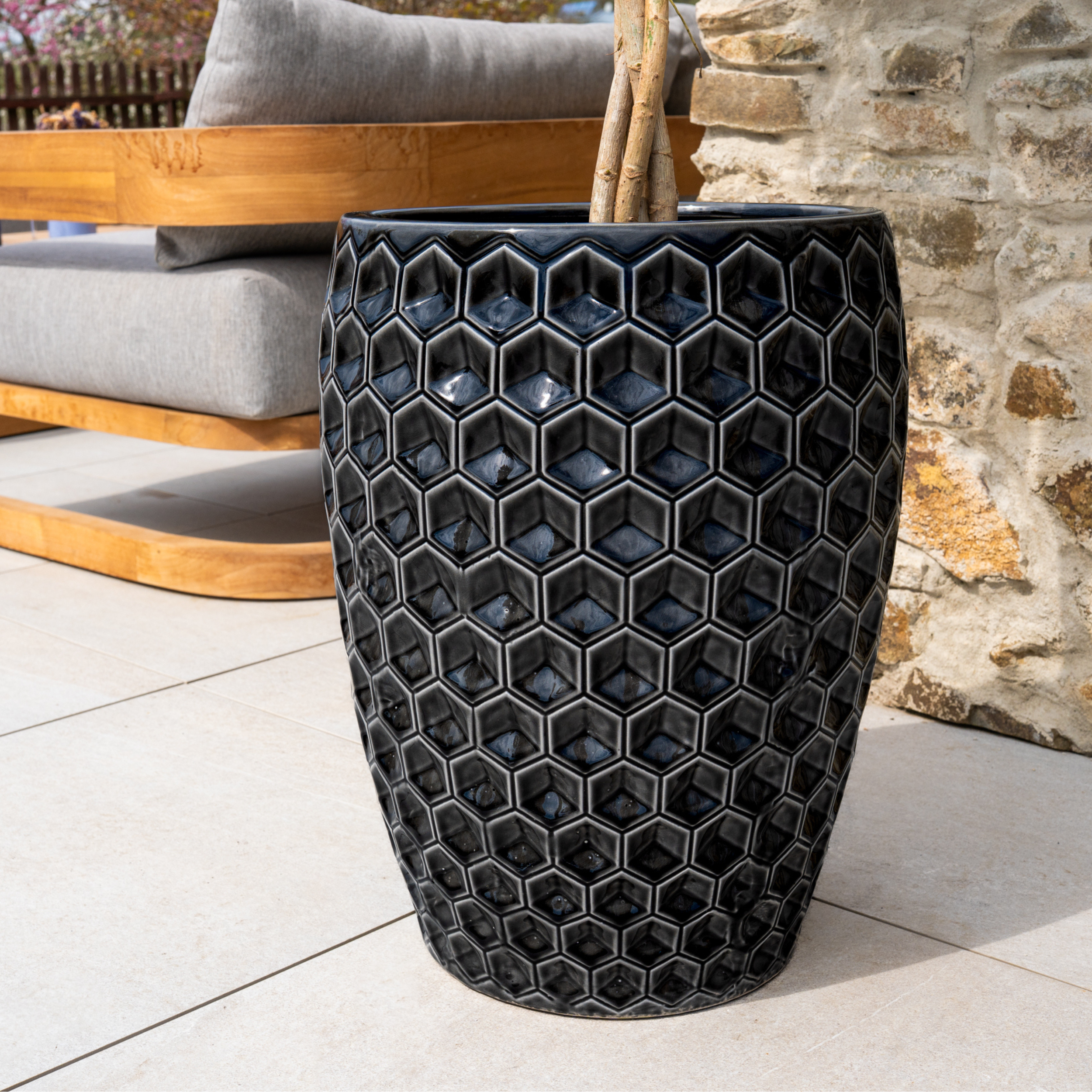 Keramik-Blumentopf VERSAILLE - Schwarz