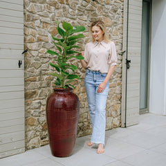 Mrazuvzorný Keramicky květináč Archimede - Cihlově červená