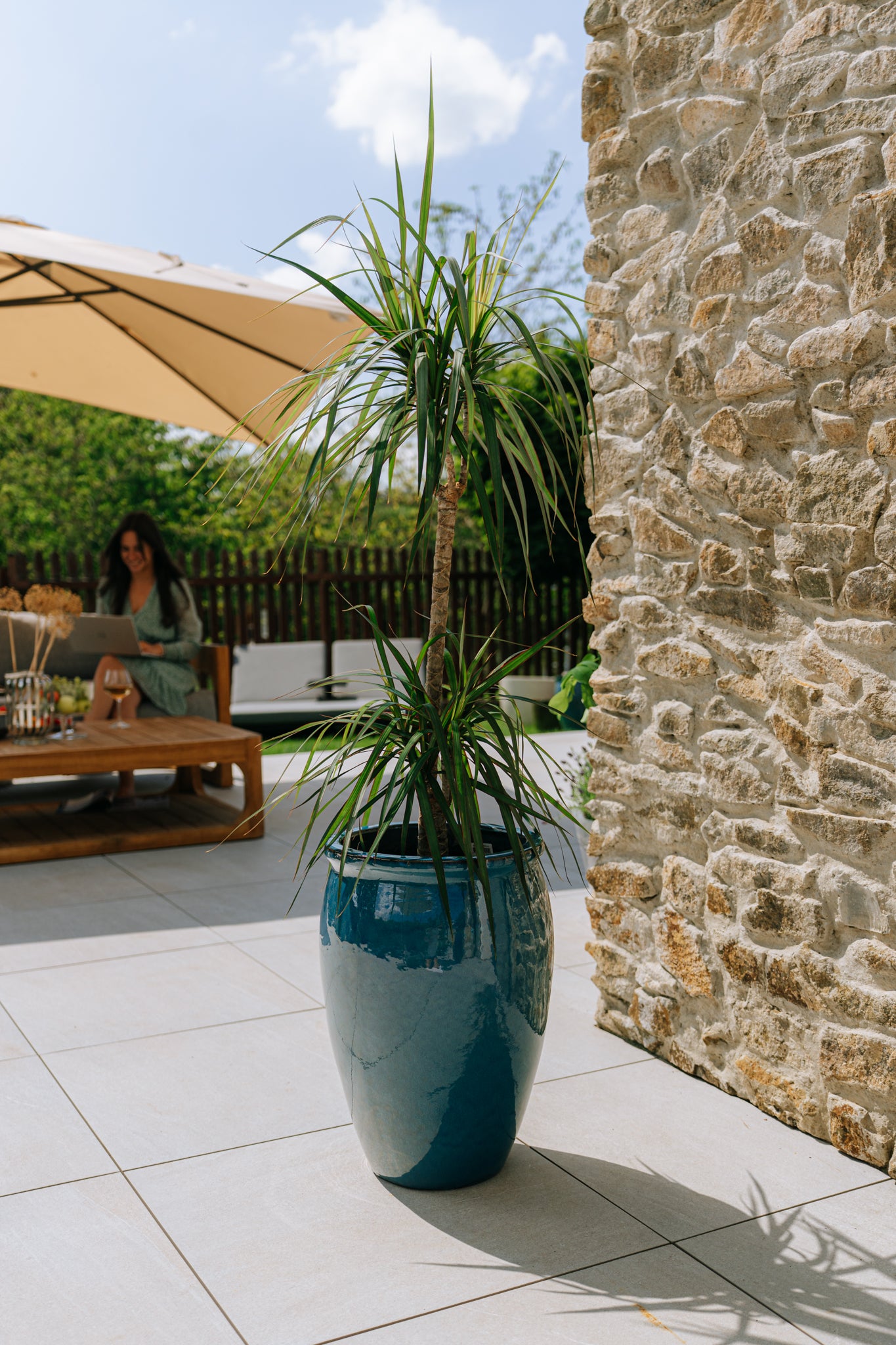 Keramikblumentopf BACCHUS – Azurblau