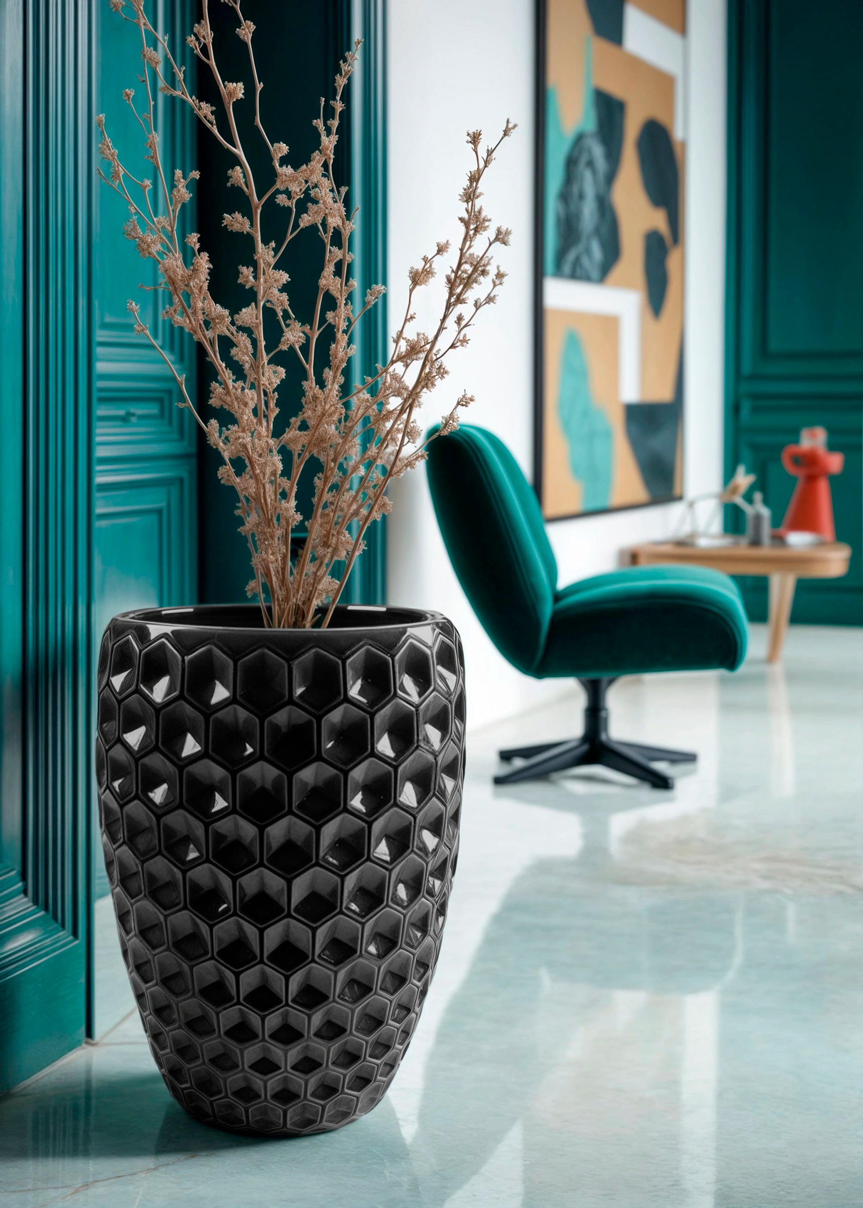 Keramischer Blumentopf Versaille – Schwarz