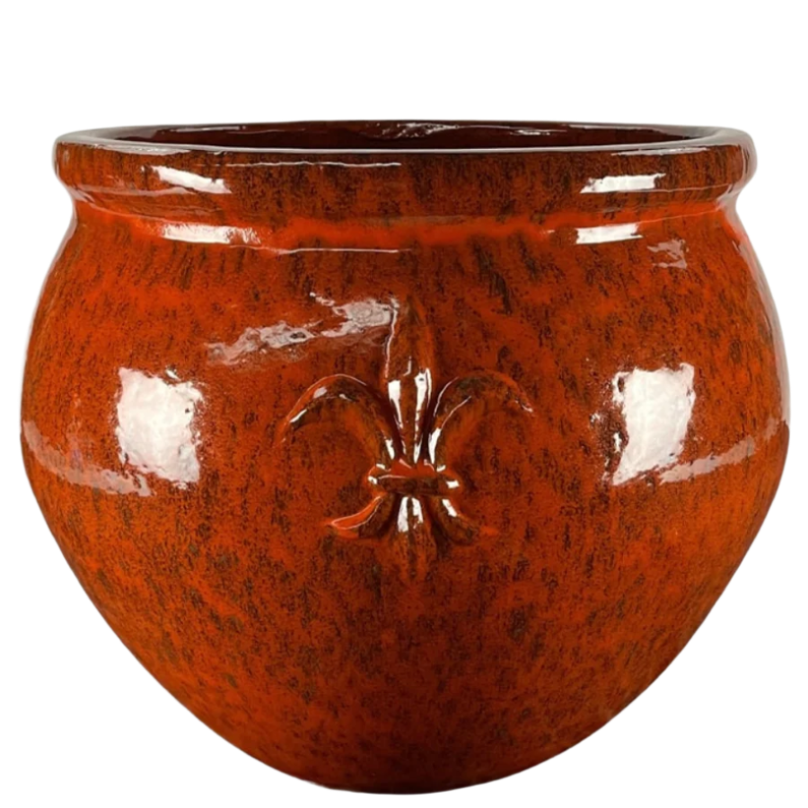 XXL Keramik-Pflanzkübel CLOVIS - Herbstorange - XL (53 cm x 43 cm)