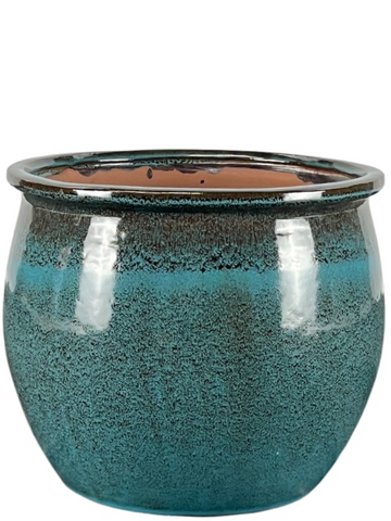 Keramik-Blumentopf Newton – stahlblau