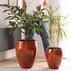 Keramik-Pflanzkübel POSEIDON - Tropenrot
