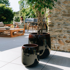 Keramik-Blumentopf SOCRATE - Schwarz-Rot